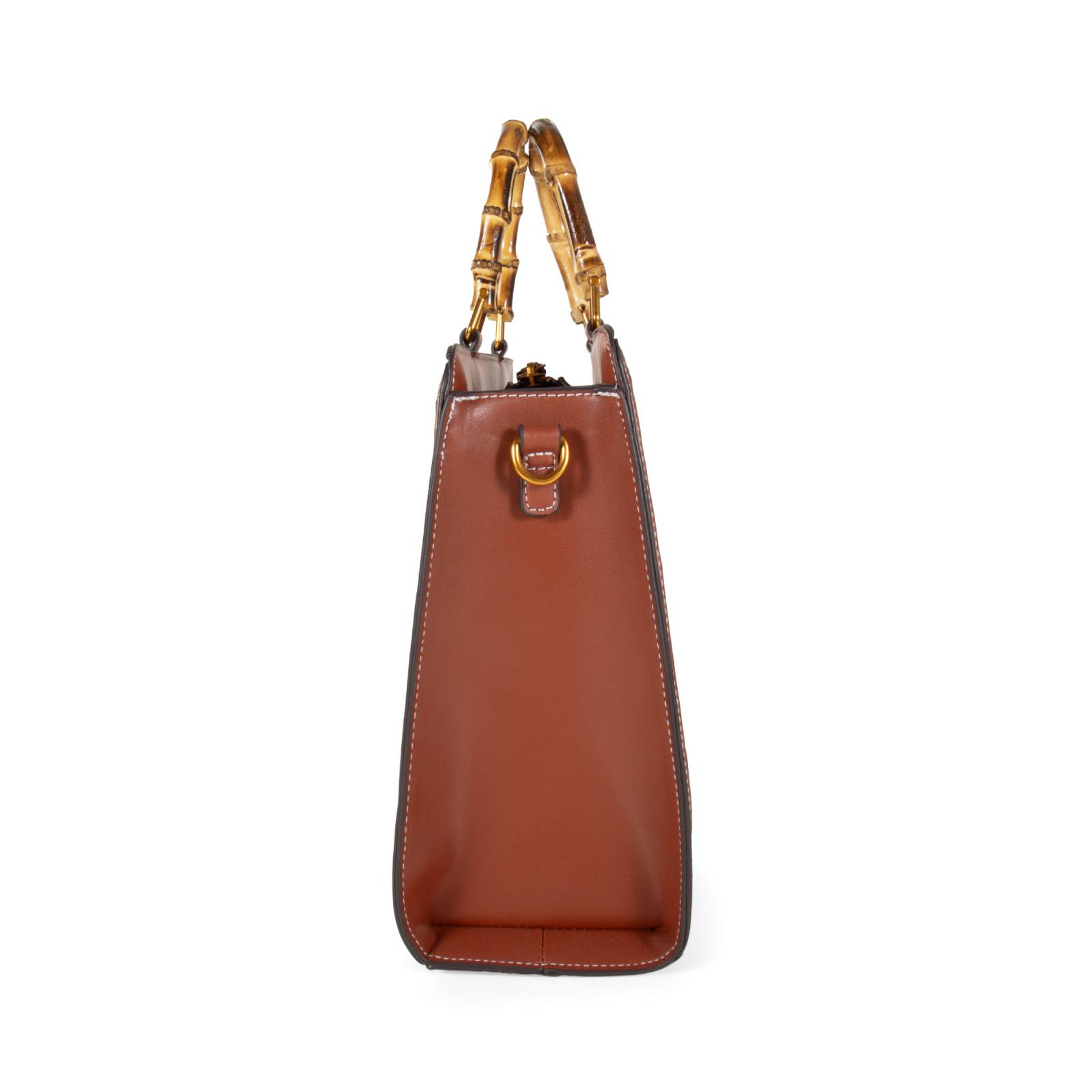 Bolsa Satchel Cloe Grande Maneral Look Bambú color Tan