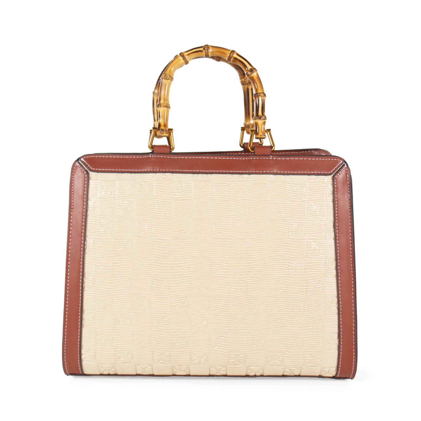 Bolsa Satchel Cloe Grande Maneral Look Bambú color Tan