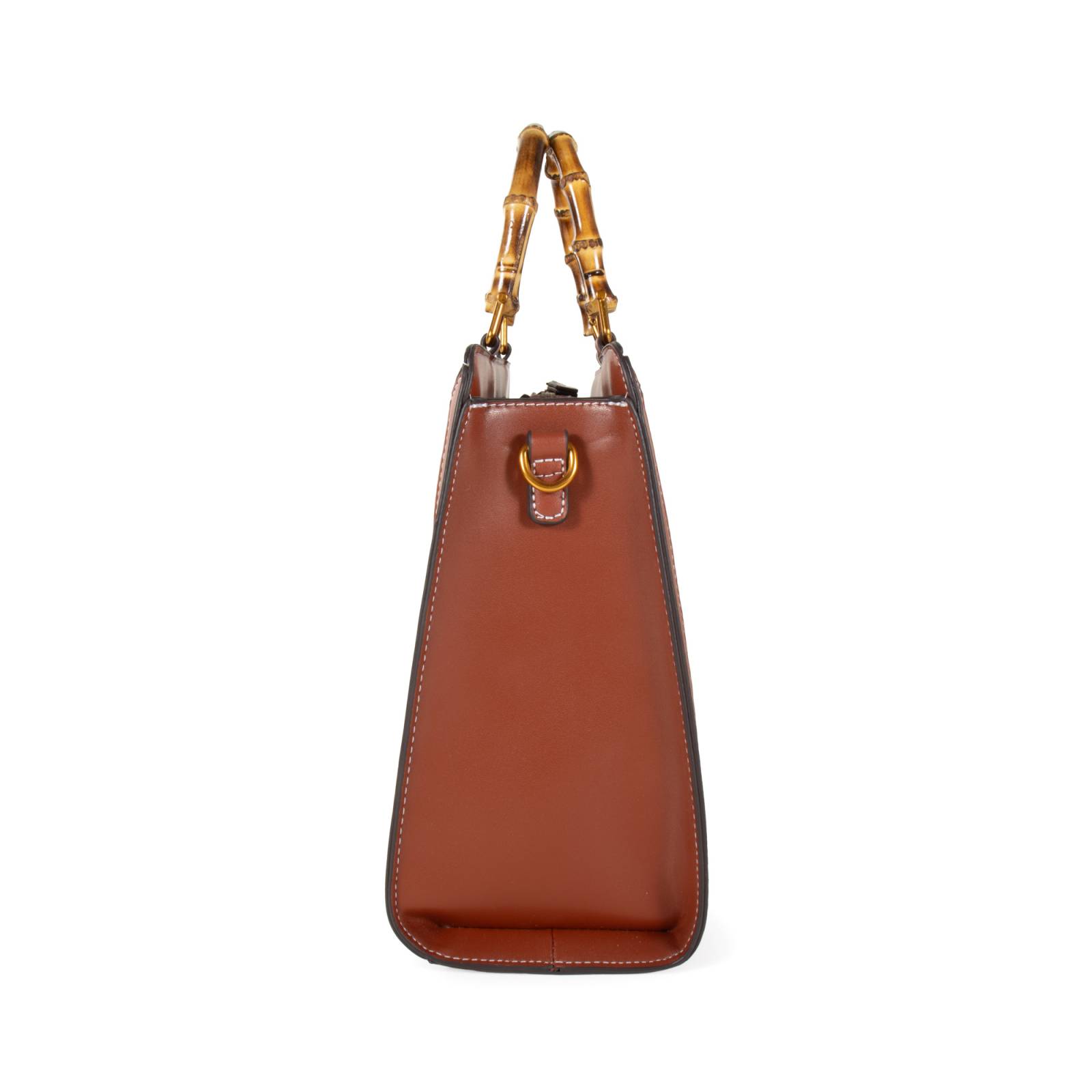 Bolsa Satchel Cloe Grande Maneral Look Bambú color Tan