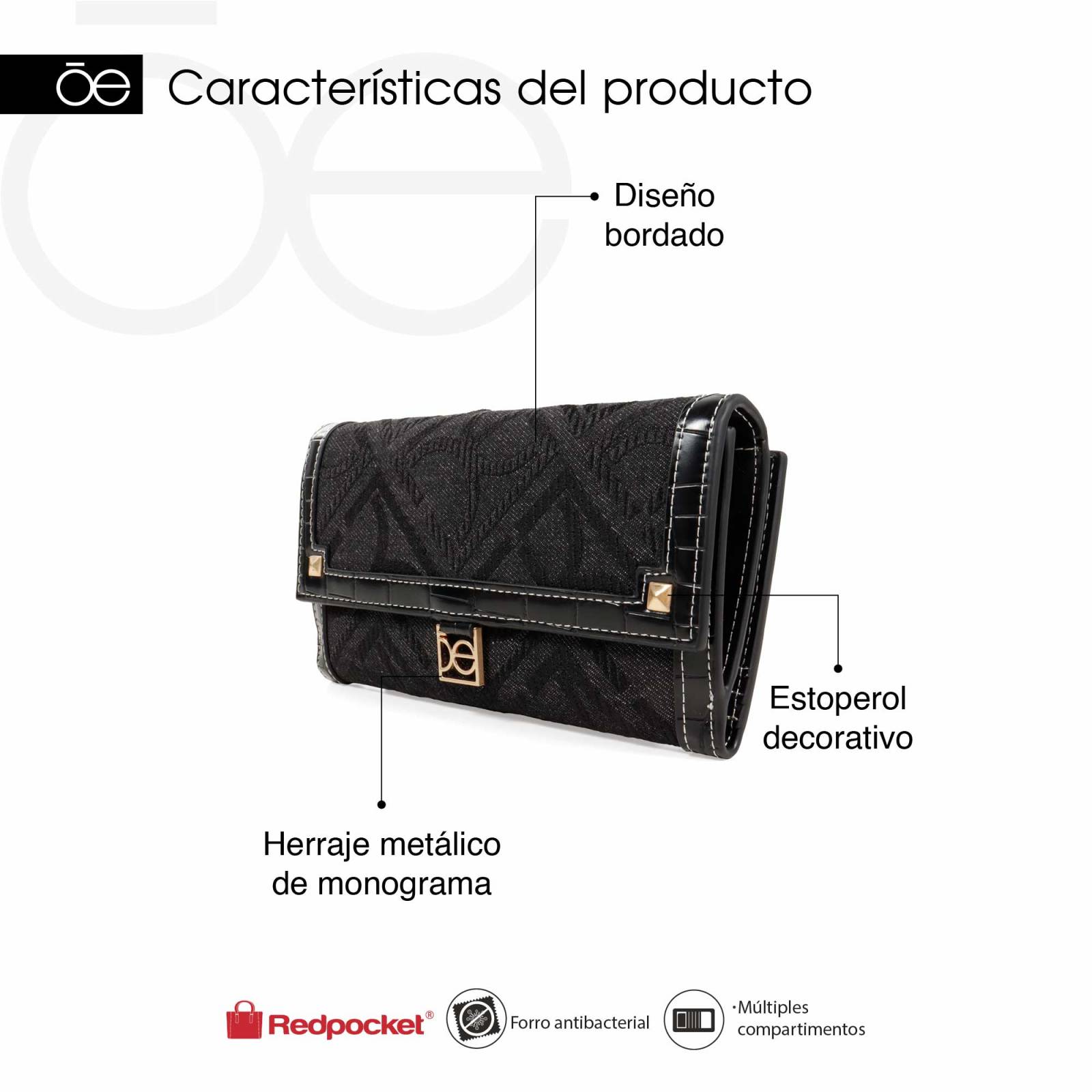Cartera Flap Cloe Para Mujer Grande Estoperol decorativo