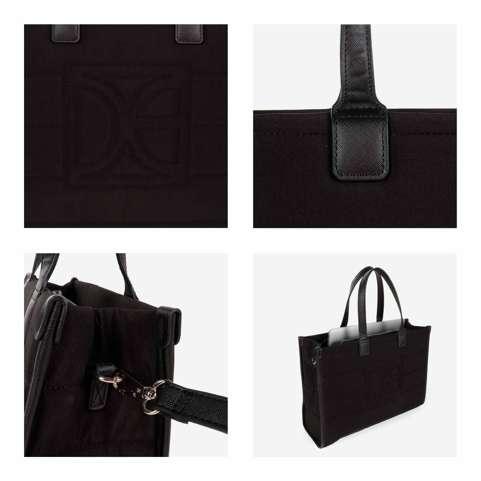 Bolsa Tote Cloe Grande Textil color Negro