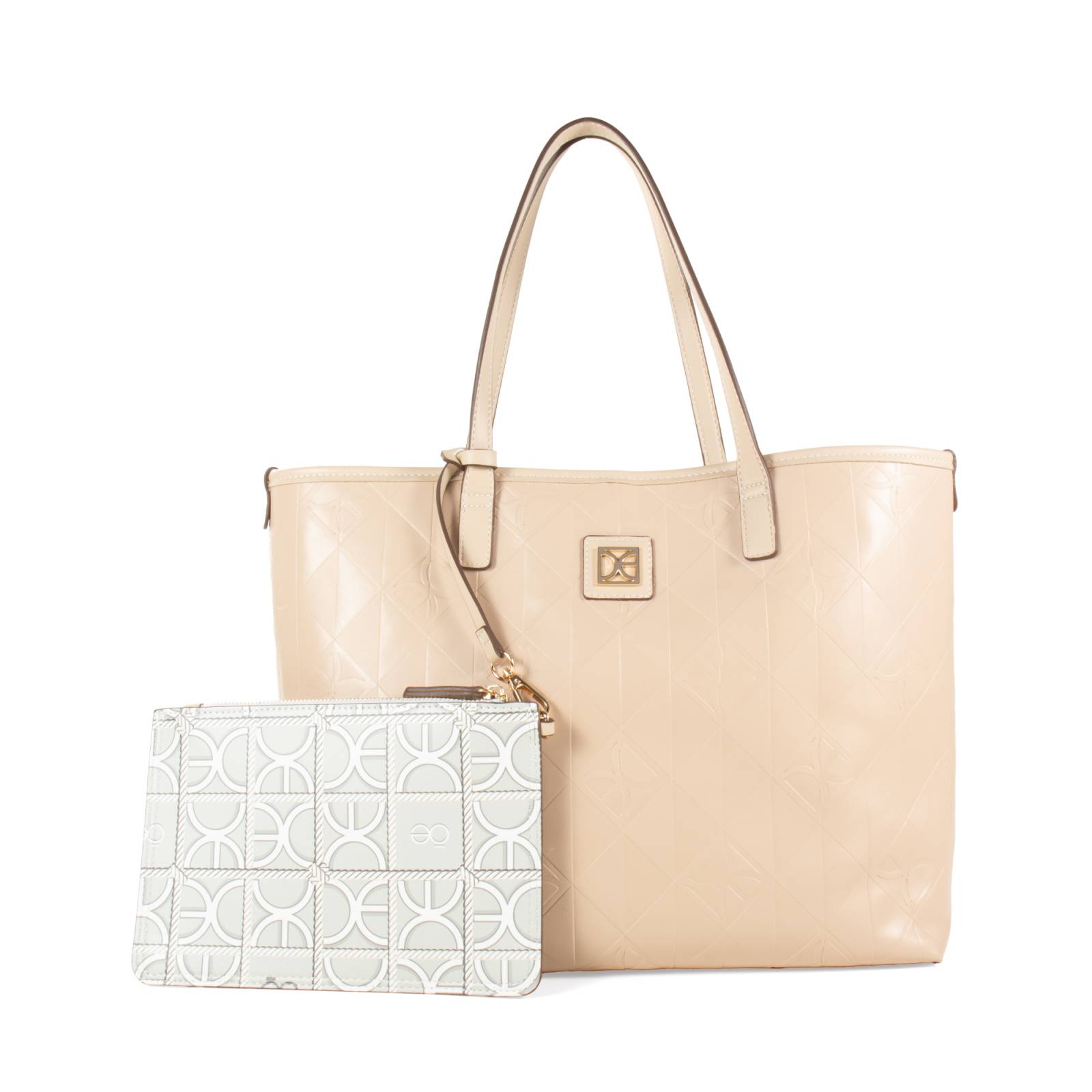 Bolsa Tote Cloe Grande con Pouch color Nude