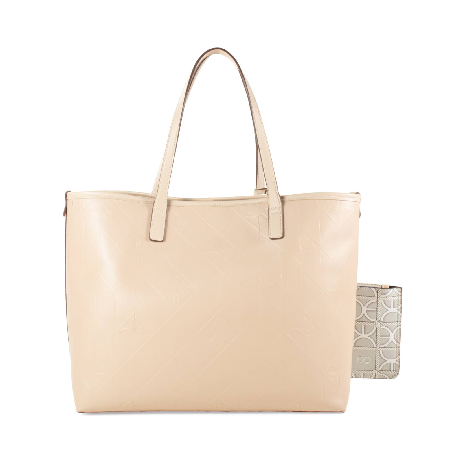 Bolsa Tote Cloe Grande con Pouch color Nude
