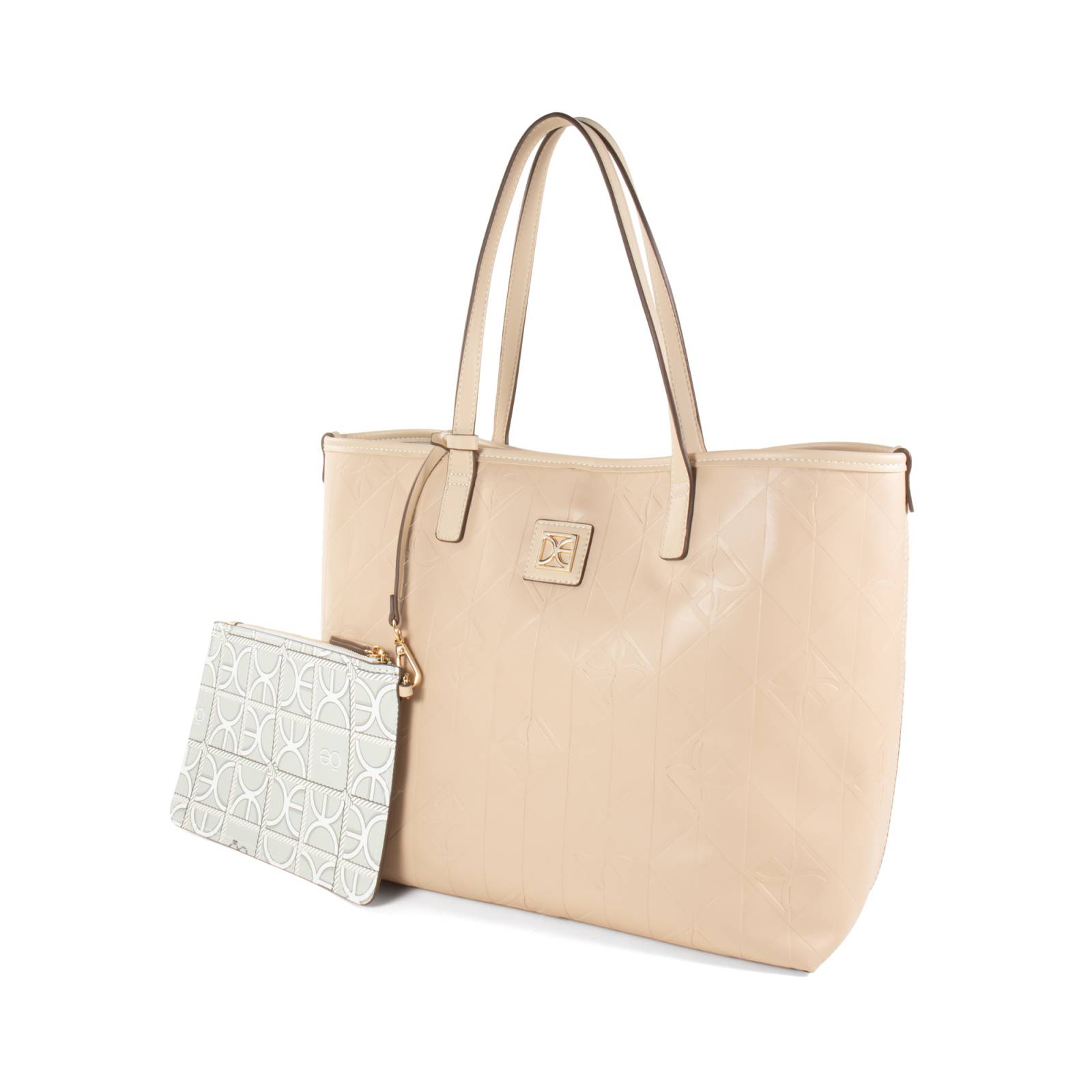 Bolsa Tote Cloe Grande con Pouch color Nude