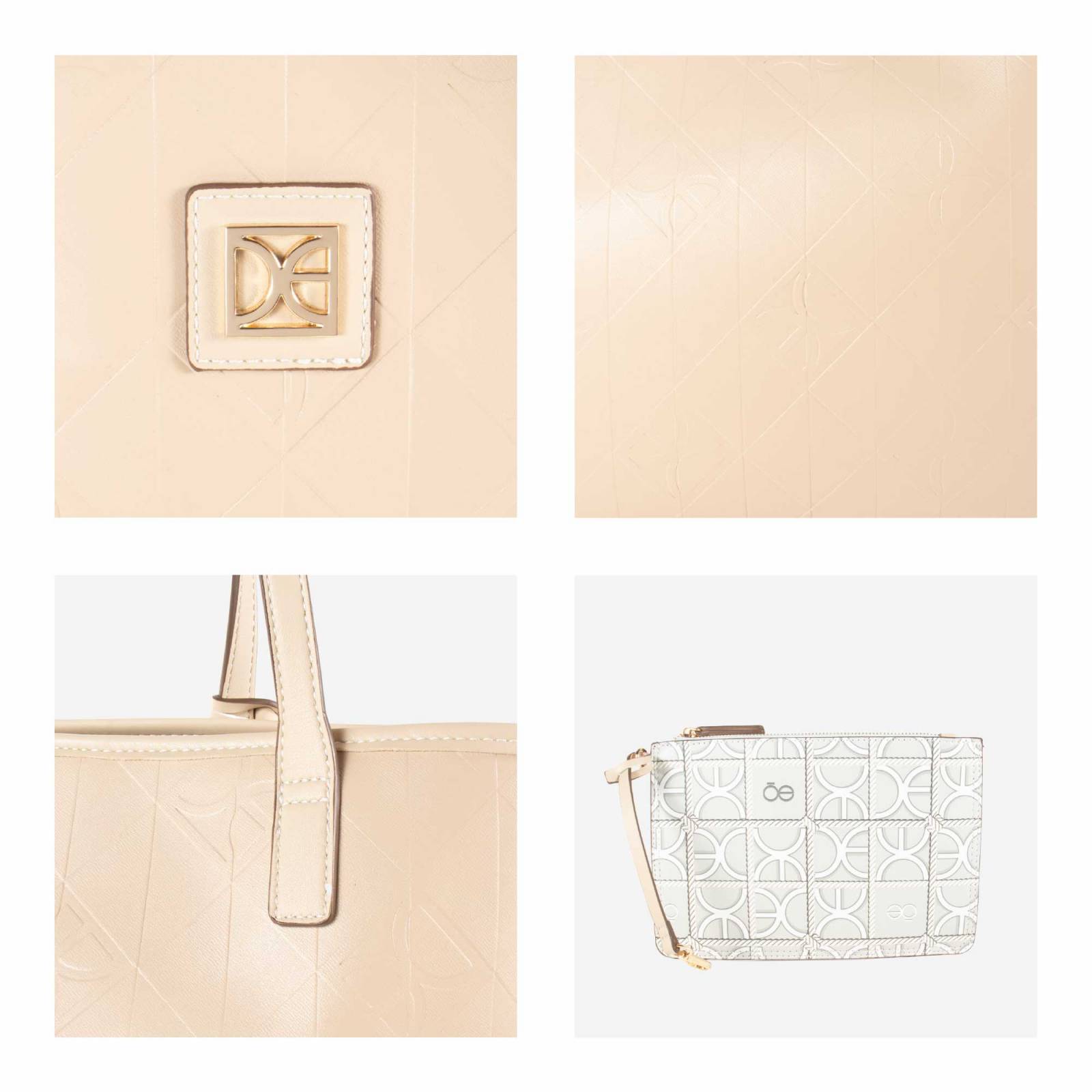 Bolsa Tote Cloe Grande con Pouch color Nude