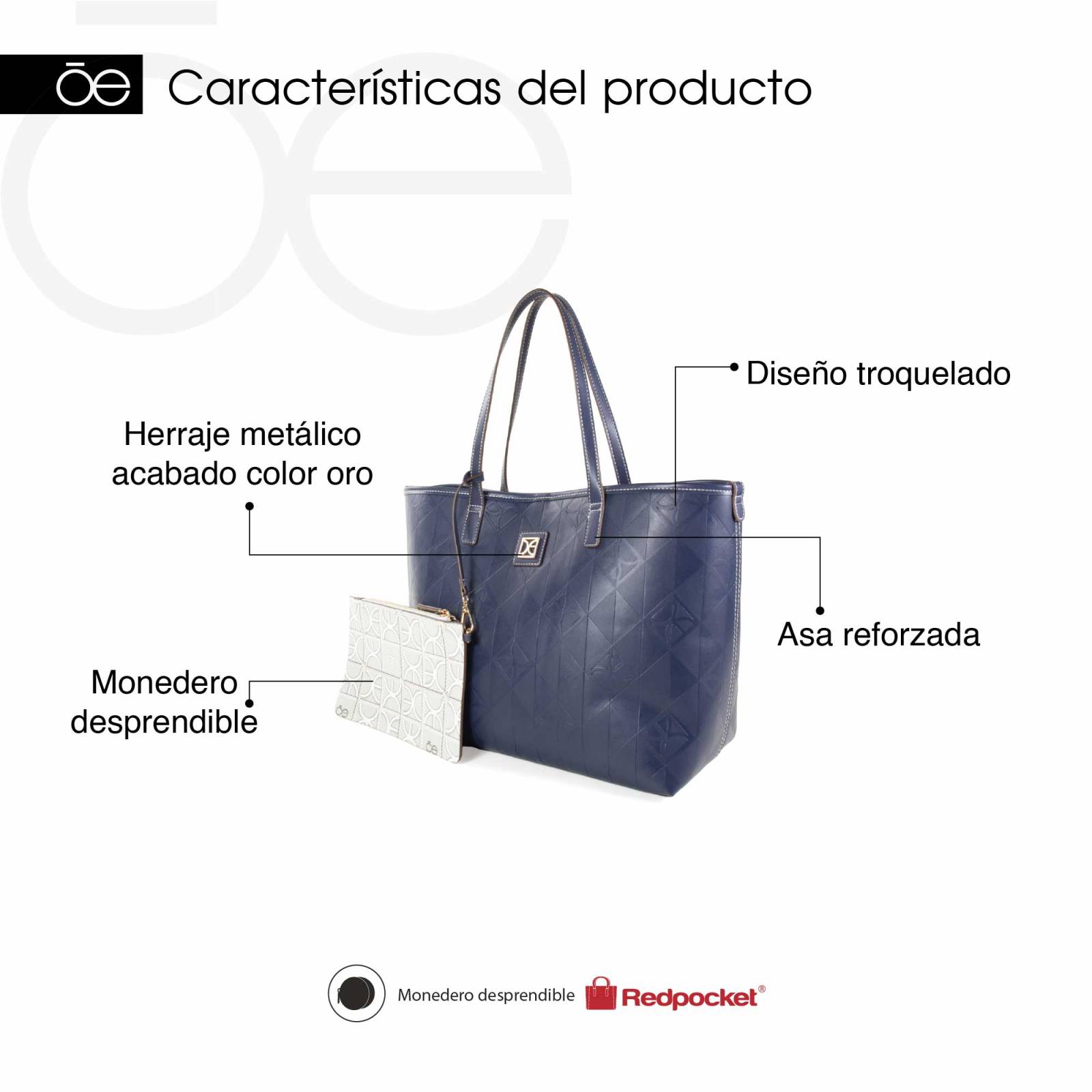 Bolsa Tote Cloe Grande con Pouch color Nude