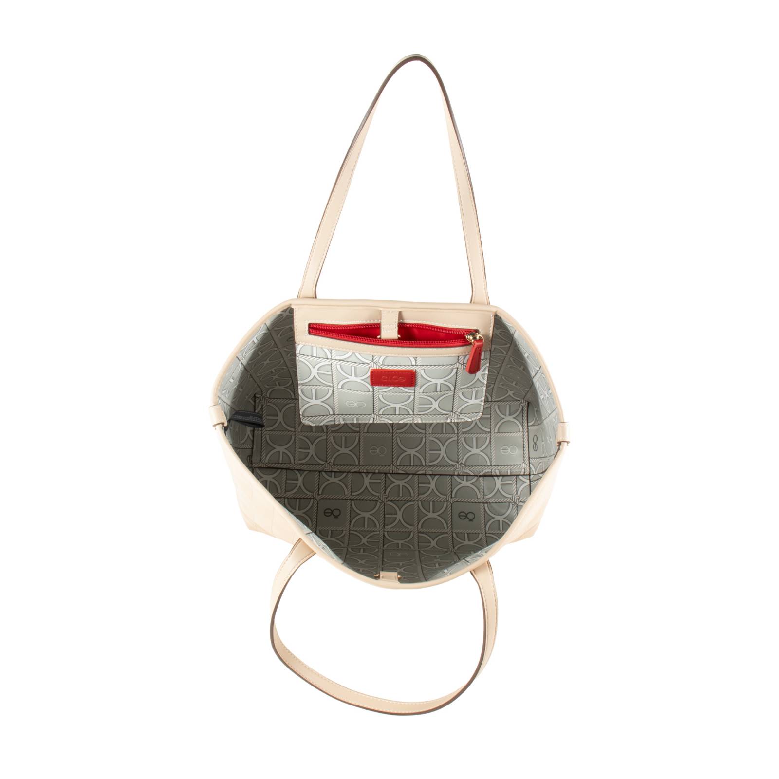 Bolsa Tote Cloe Grande con Pouch color Nude