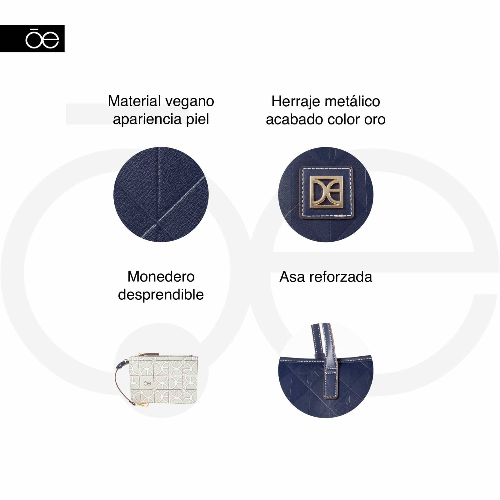 Bolsa Tote Cloe Grande con Pouch color Nude