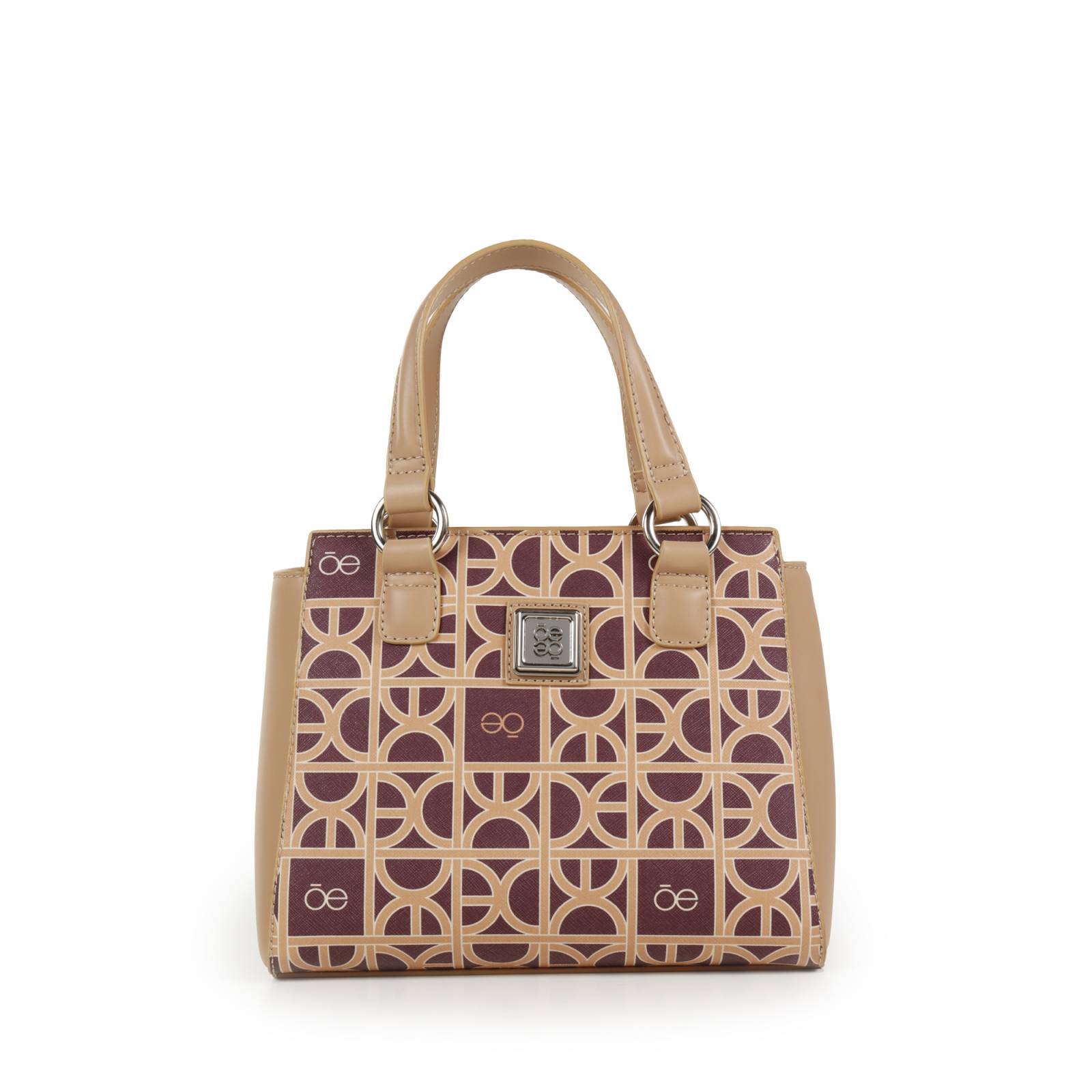 Bolsa Satchel Cloe Chica Estampado de Monograma color Rojo Tinto