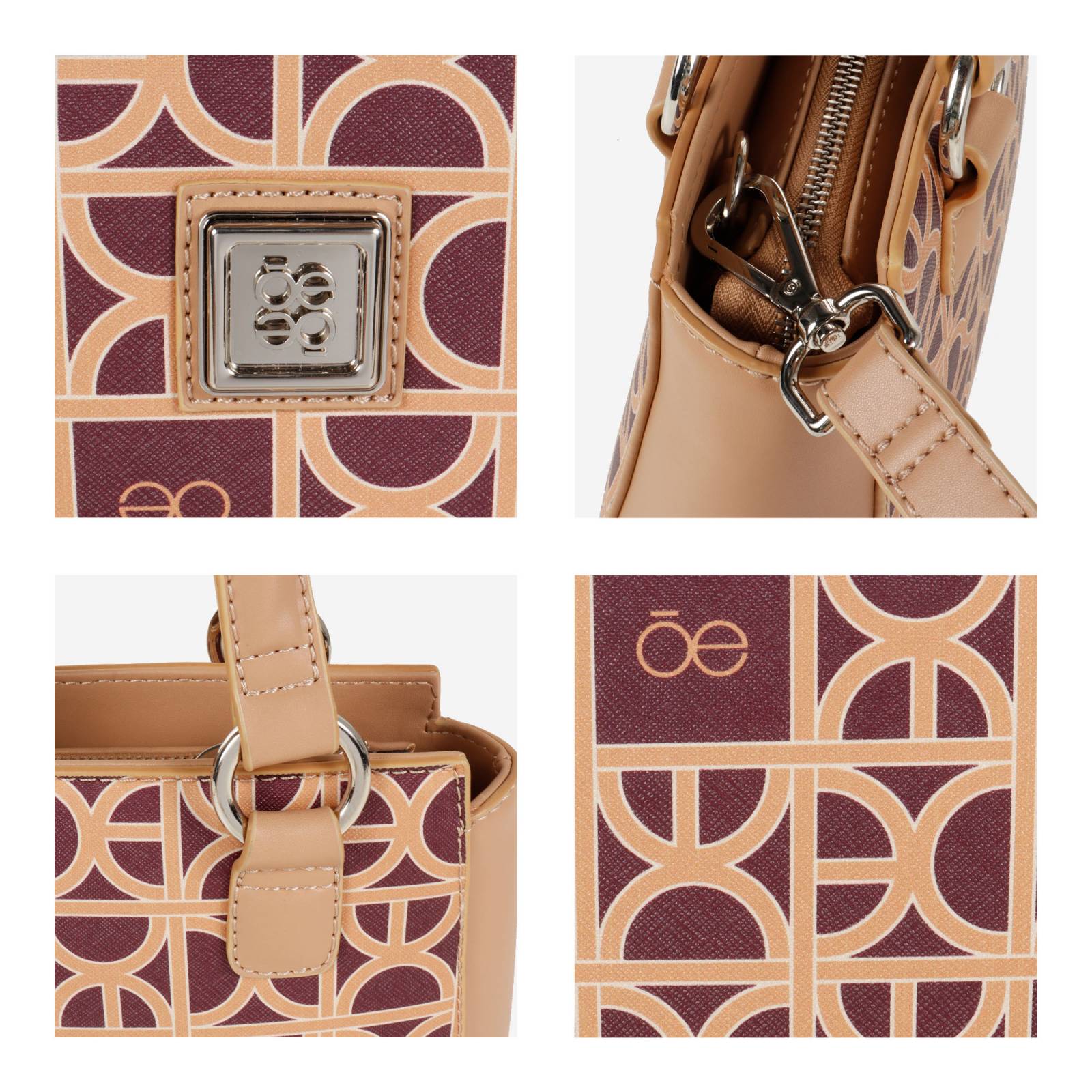 Bolsa Satchel Cloe Chica Estampado de Monograma color Rojo Tinto