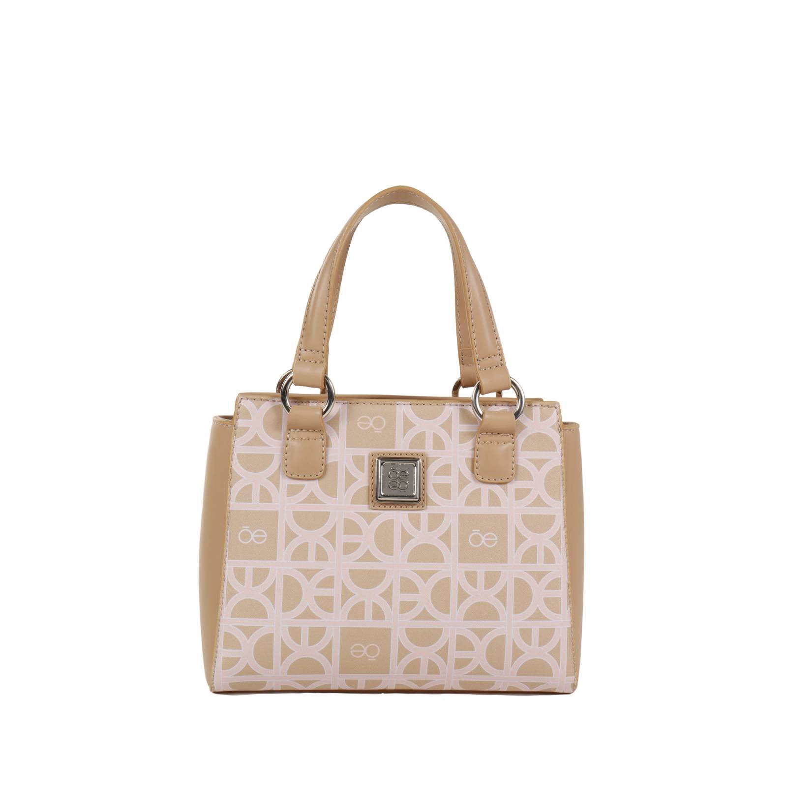 Bolsa Satchel Cloe Chica Estampado de Monograma color Beige