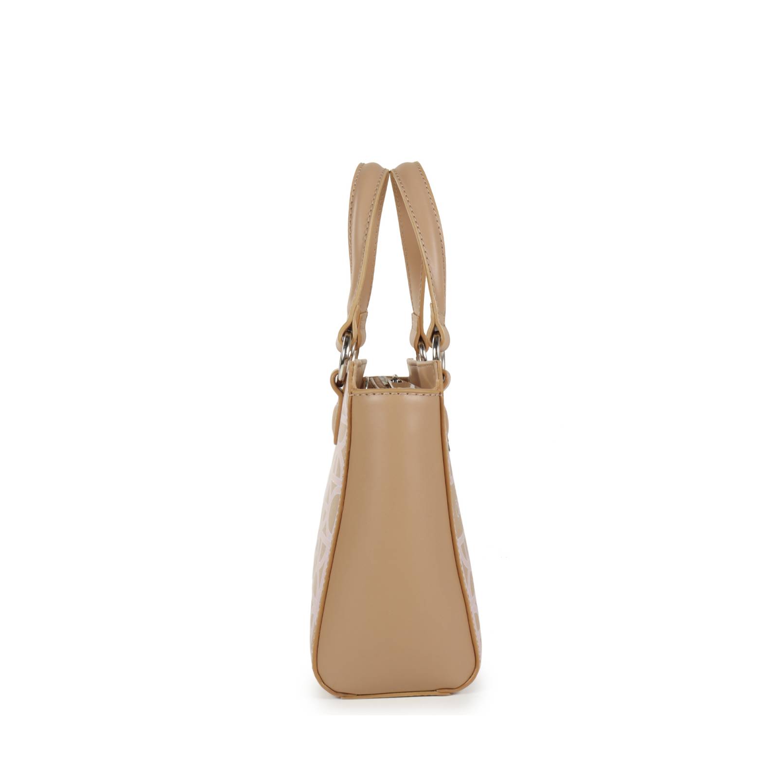 Bolsa Satchel Cloe Chica Estampado de Monograma color Beige