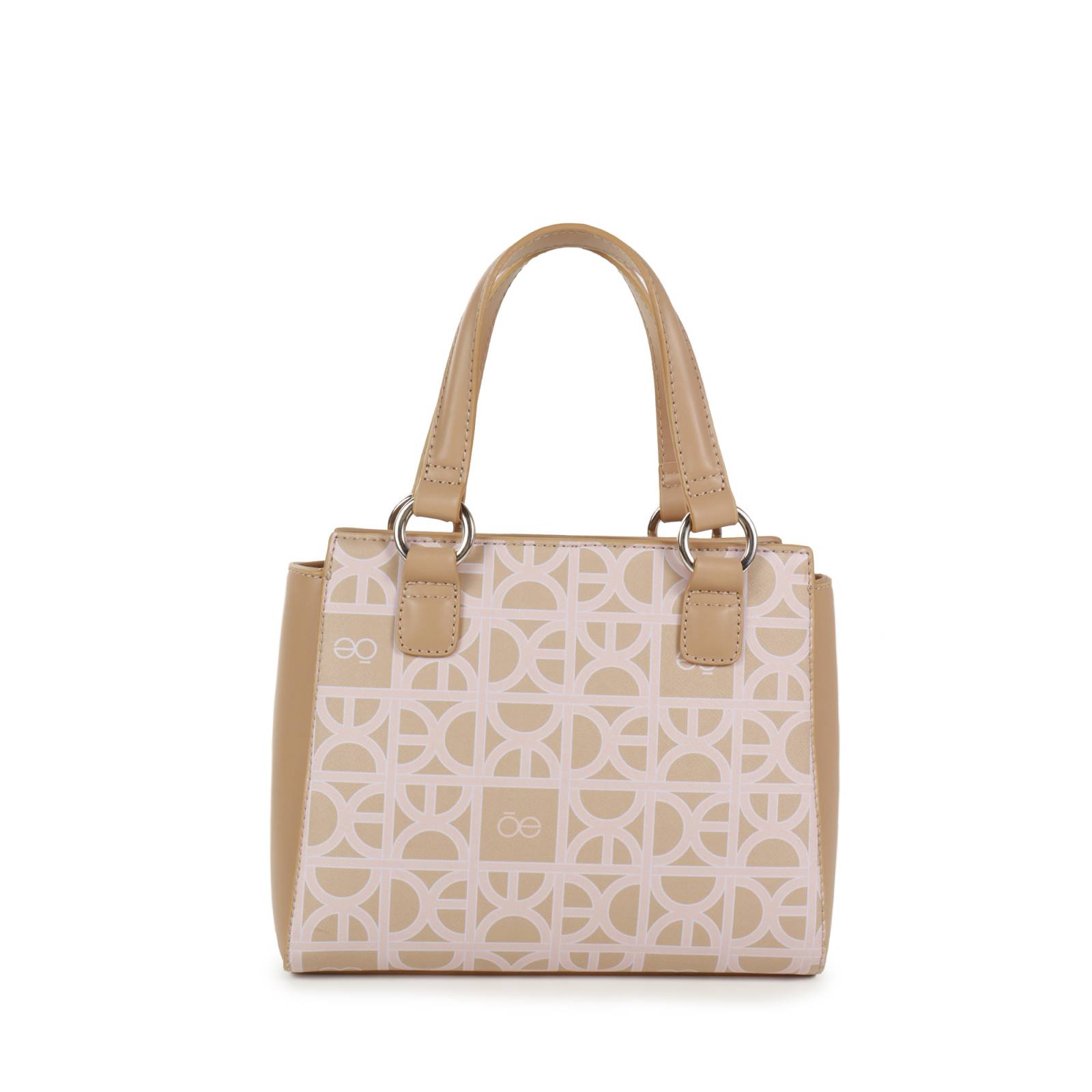 Bolsa Satchel Cloe Chica Estampado de Monograma color Beige