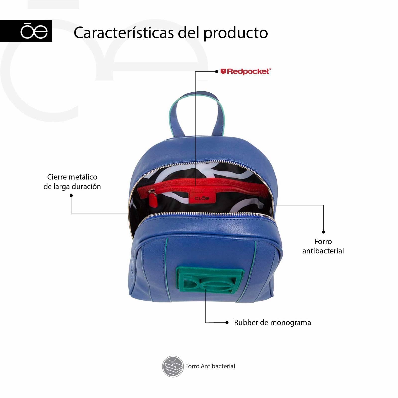 Mochila Cloe Para Mujer Mediana con Maxi Rubber