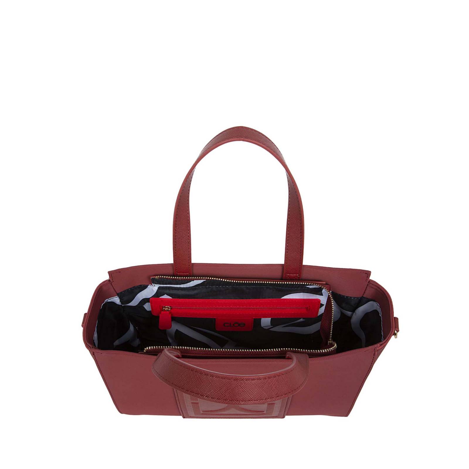 Bolsa Cloe Tote Textil color Rojo Tinto