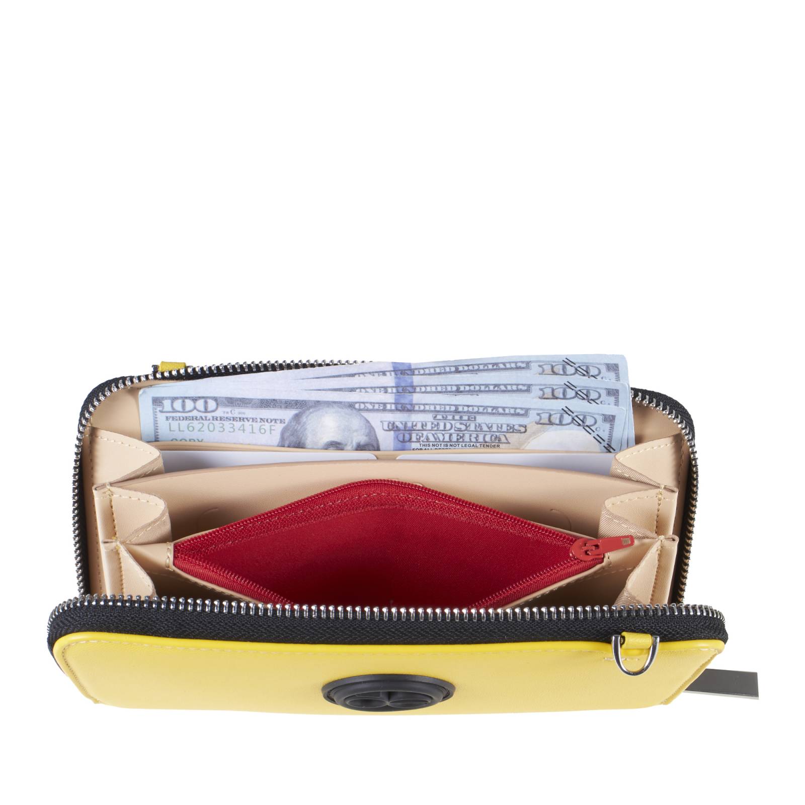 Cartera Cloe Grande Cierre Sencillo Doble Función color Amarillo