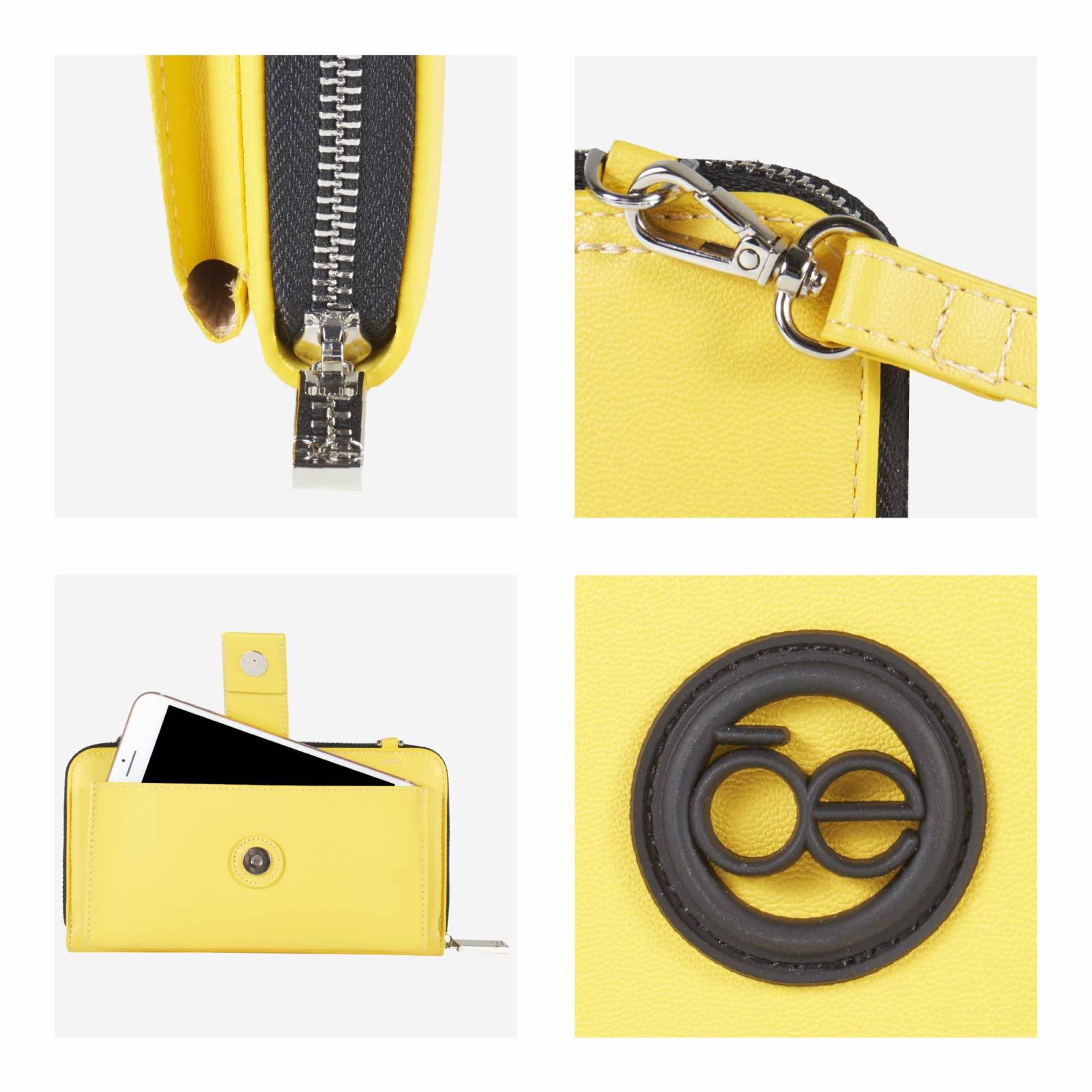 Cartera Cloe Grande Cierre Sencillo Doble Función color Amarillo