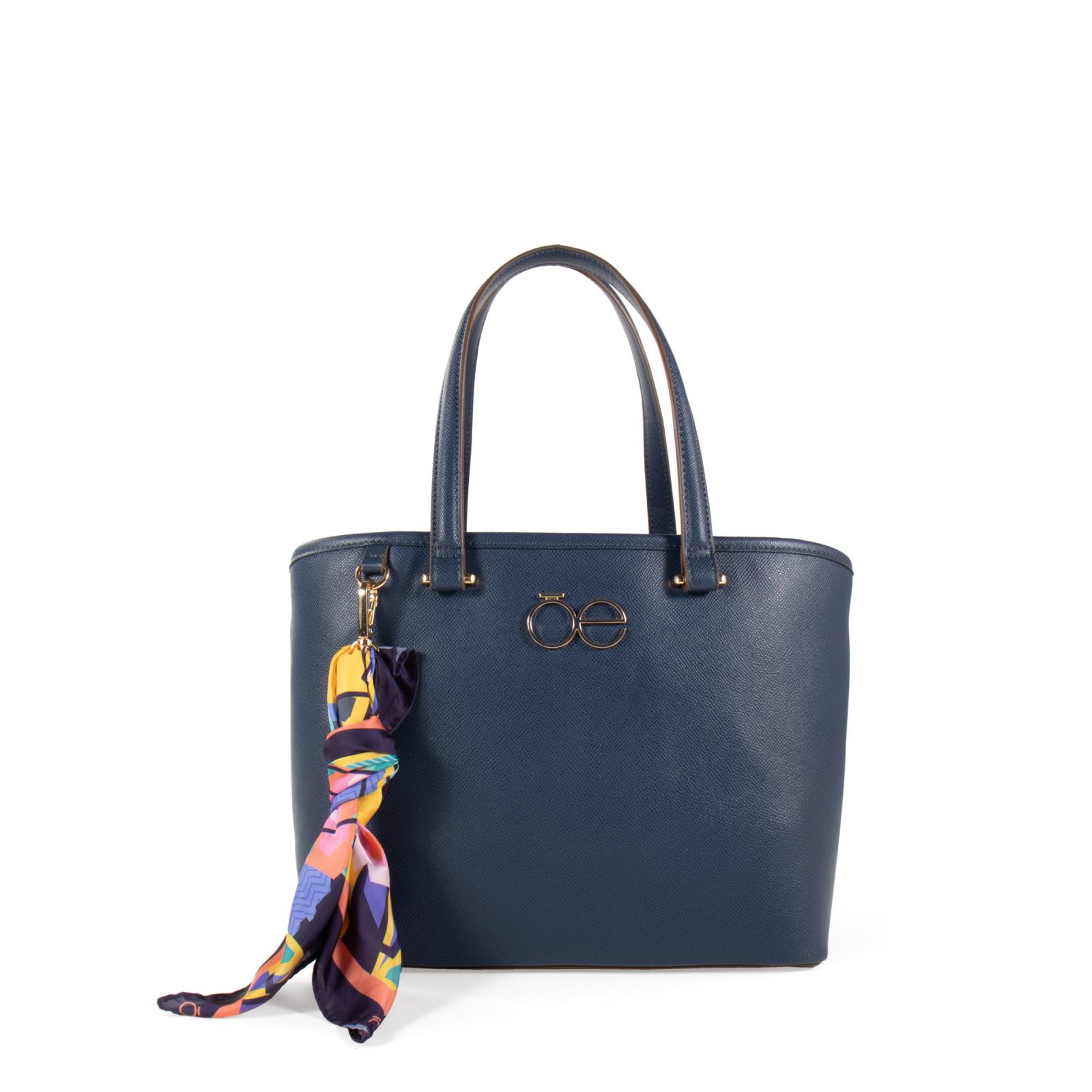 Bolsa Tote Cloe Mediana con Mascada y Pouch color Azul Marino