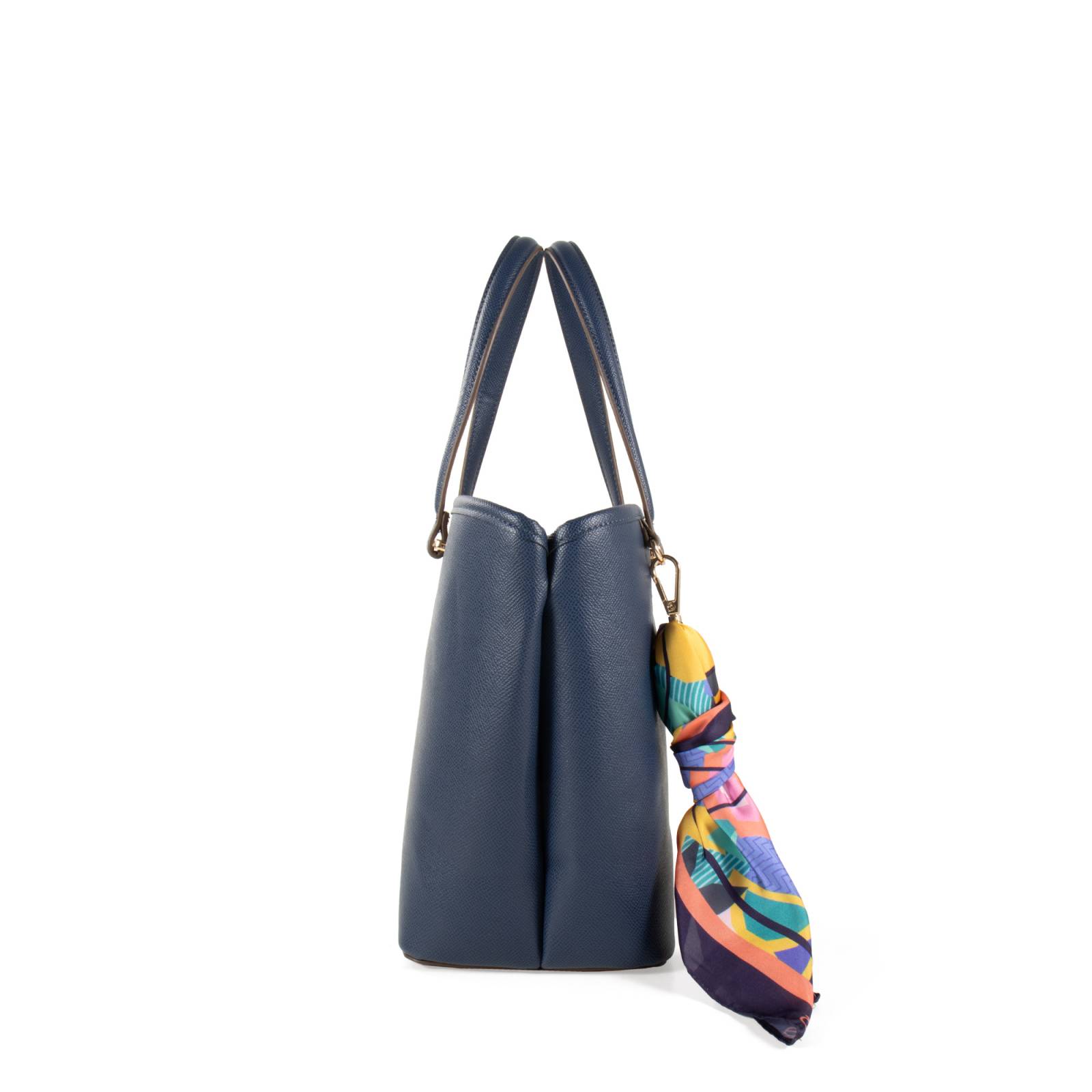 Bolsa Tote Cloe Mediana con Mascada y Pouch color Azul Marino