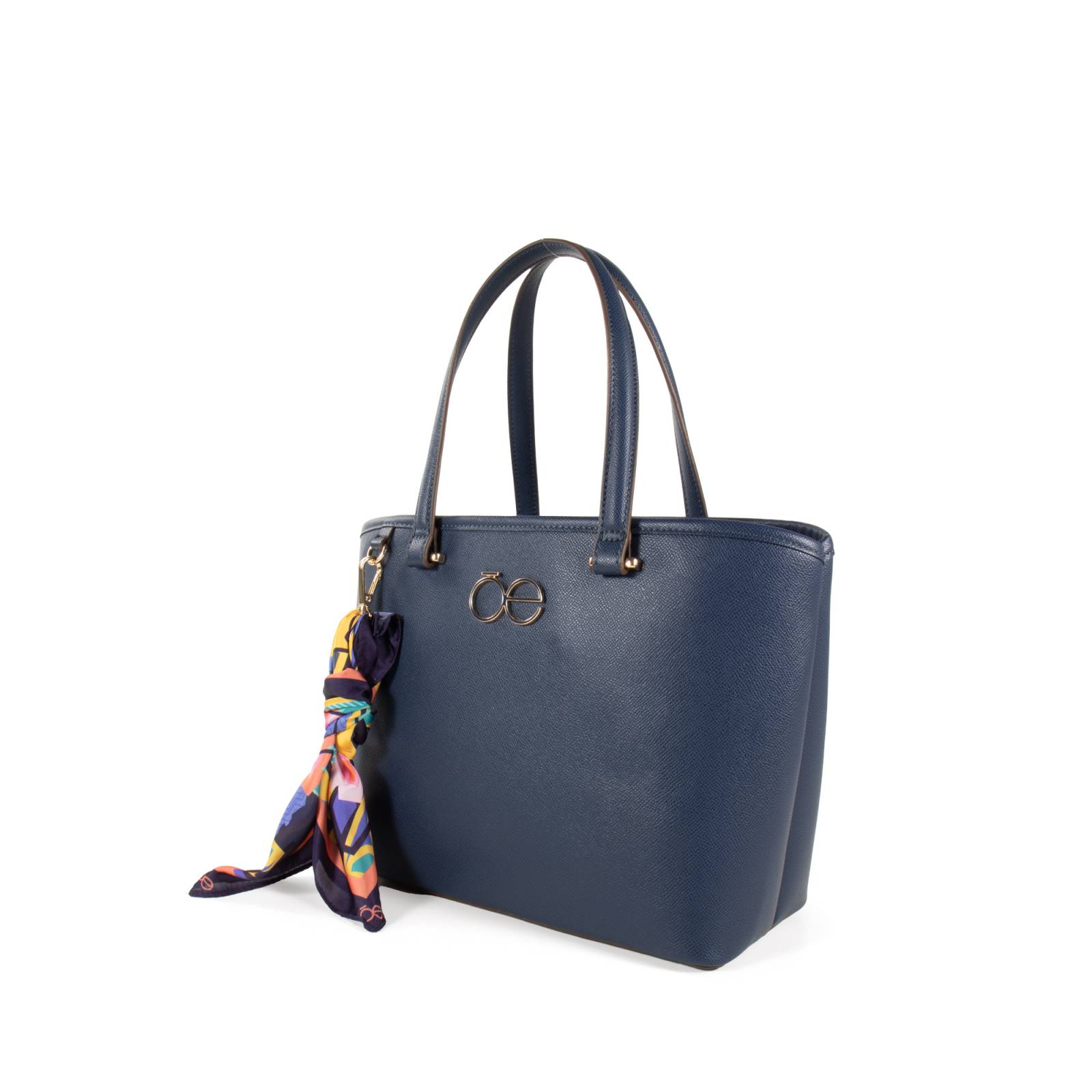 Bolsa Tote Cloe Mediana con Mascada y Pouch color Azul Marino