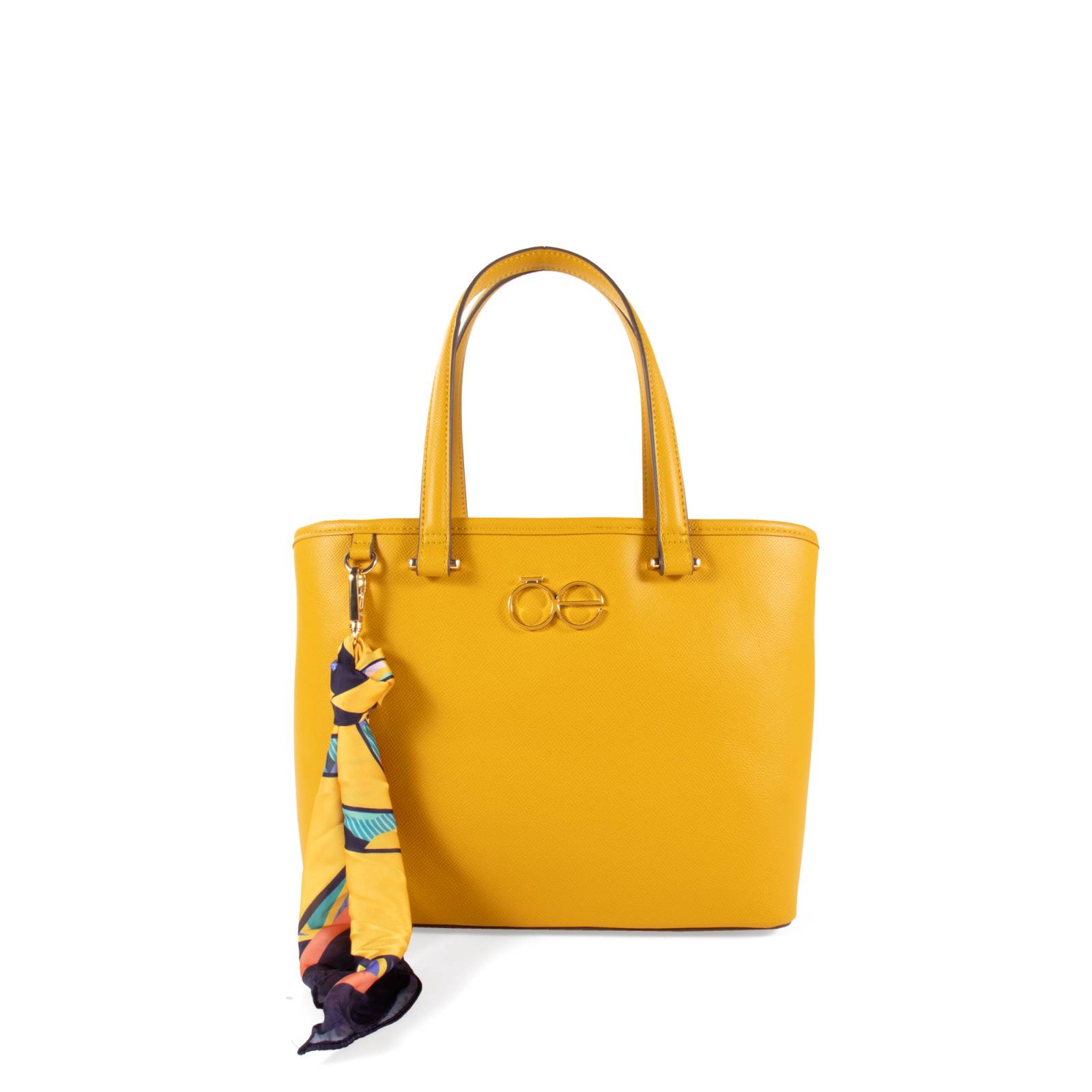 Bolsa Tote Cloe Mediana con Mascada y Pouch color Ocre