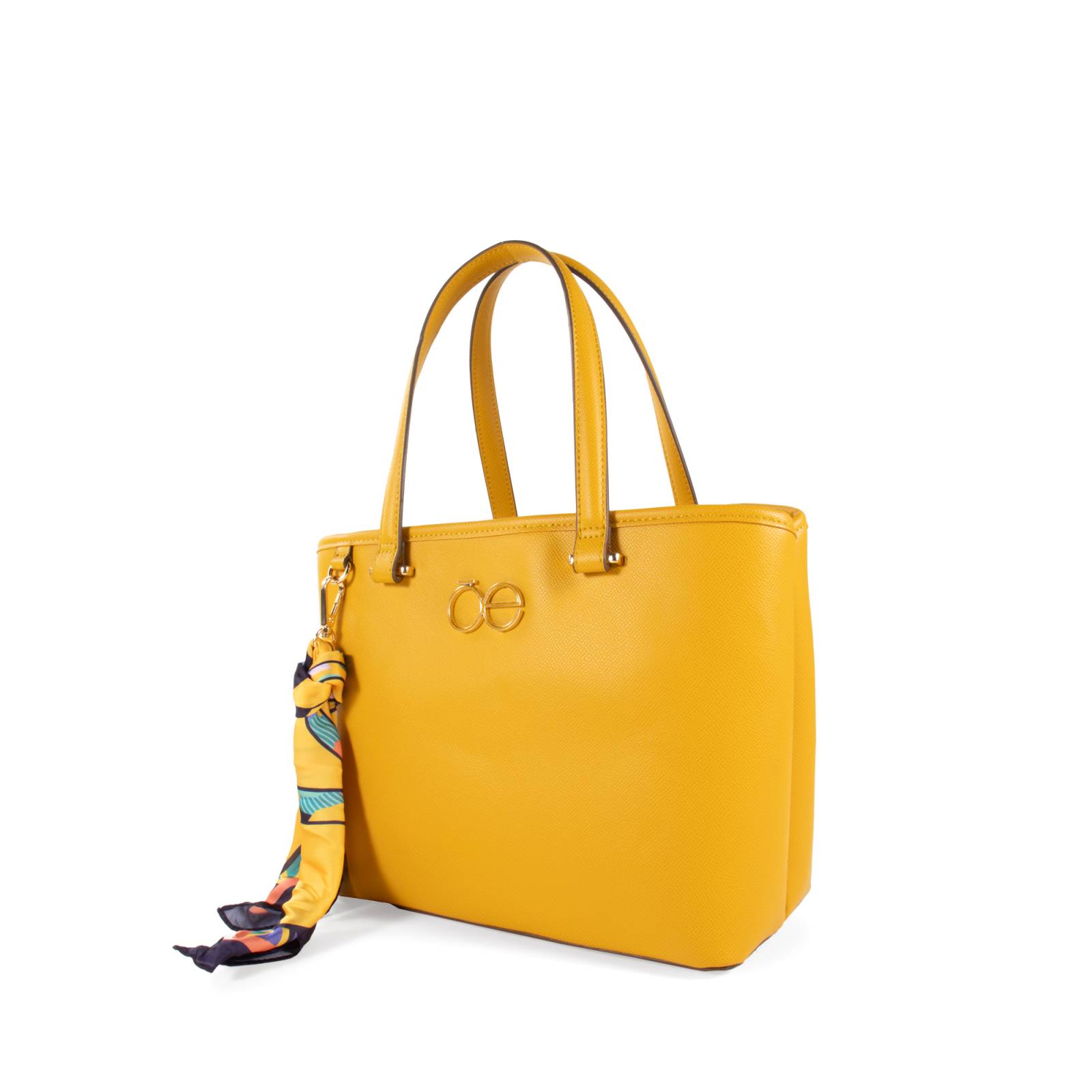 Bolsa Tote Cloe Mediana con Mascada y Pouch color Ocre