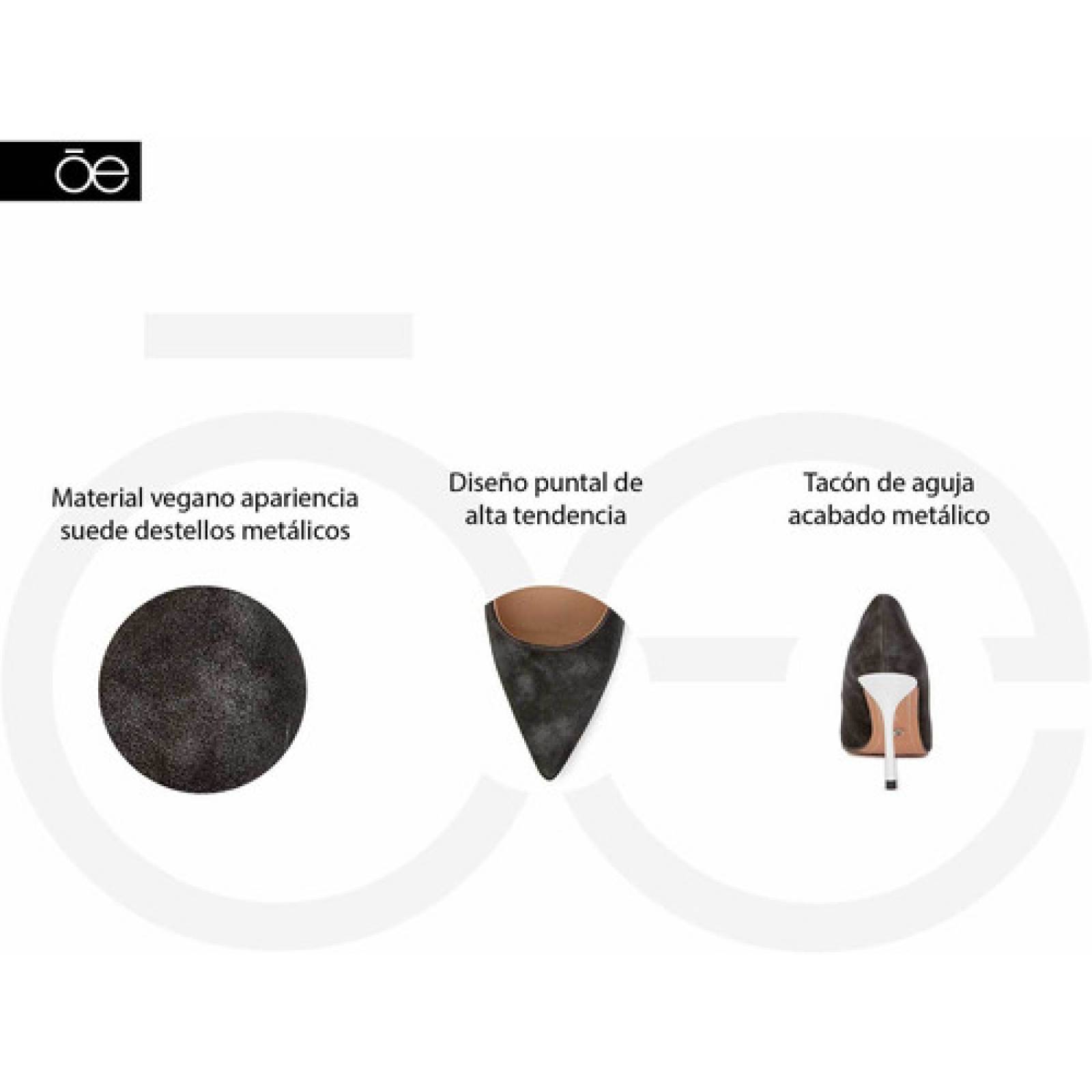 Zapatilla Cloe Puntal Tacón Metálico color Negro