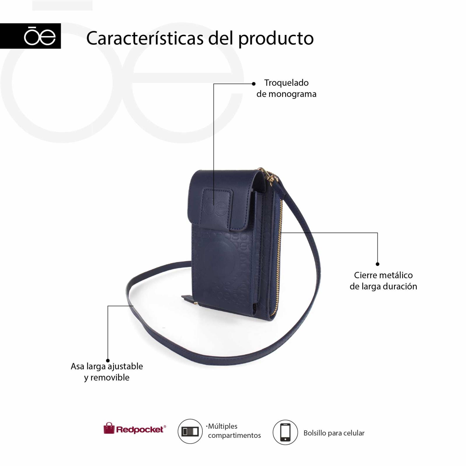 Cartera Cloe Para Mujer Material vegano Porta Celular