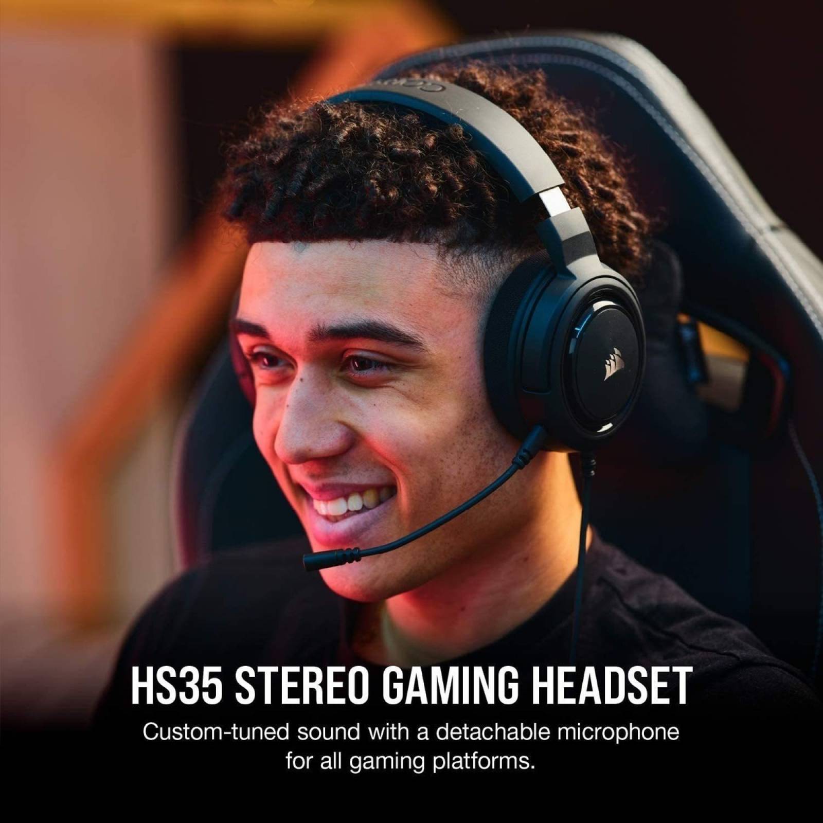Diadema Corsair Hs35 Stereo Gaming Headset 3.5mm Carbon