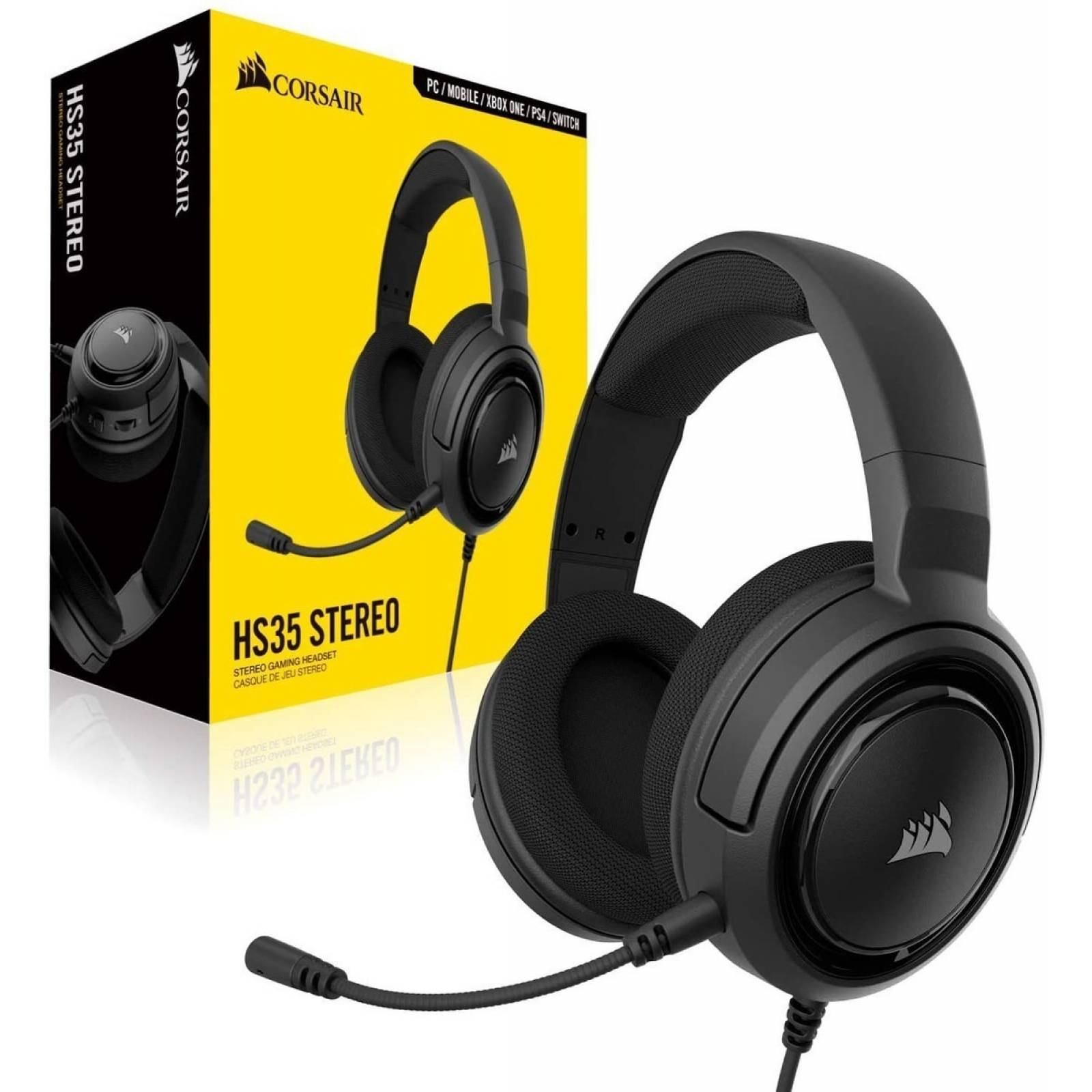 Diadema Corsair Hs35 Stereo Gaming Headset 3.5mm Carbon