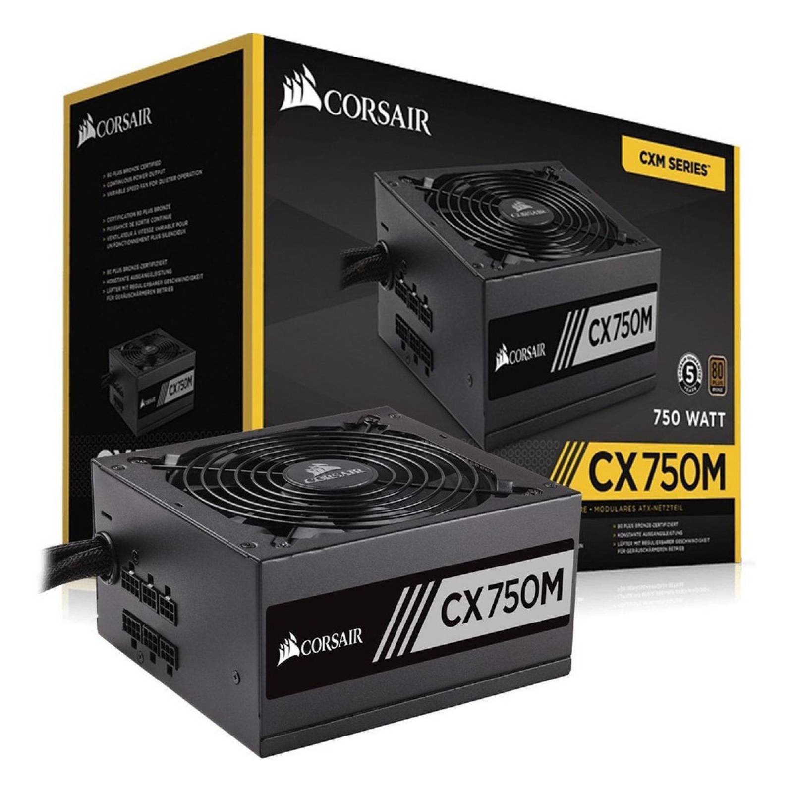 Fuente De Poder Corsair Cx750m / Semimodular / 750w / 80+ Br