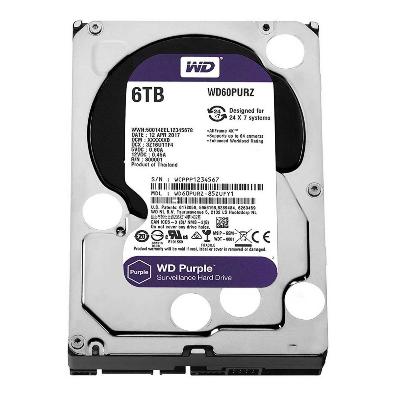 Disco Duro Interno Pc New Western Digital Purple 6tb /v /vc