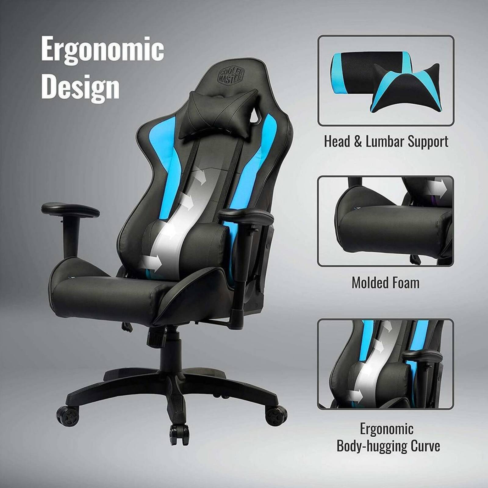 Silla Gamer Cooler Master Caliber R1 Color Azul, Ergonómica