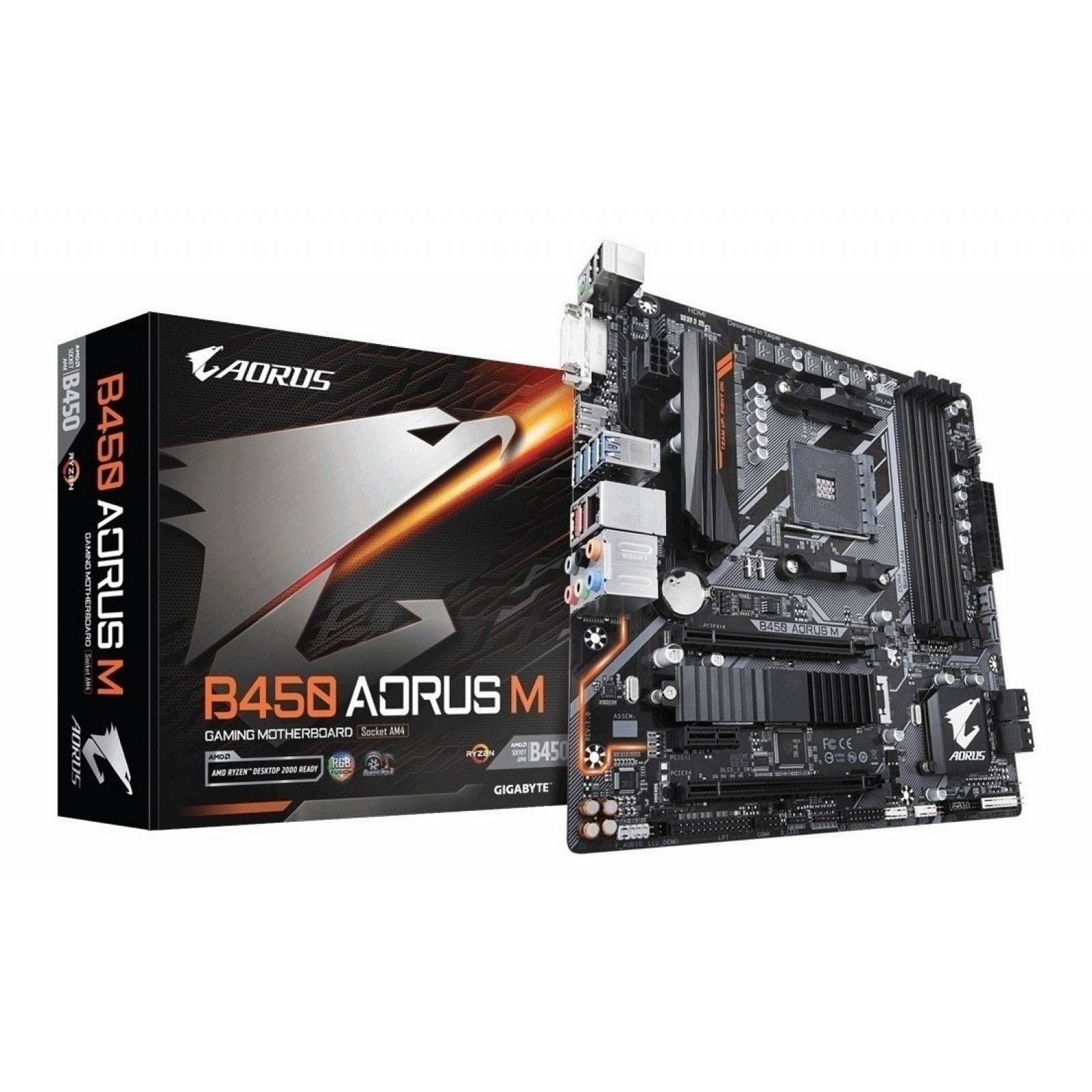 Tarjeta Madre Gigabyte Am4 Gamer B450 Aorus M 64 Gb Ddr4