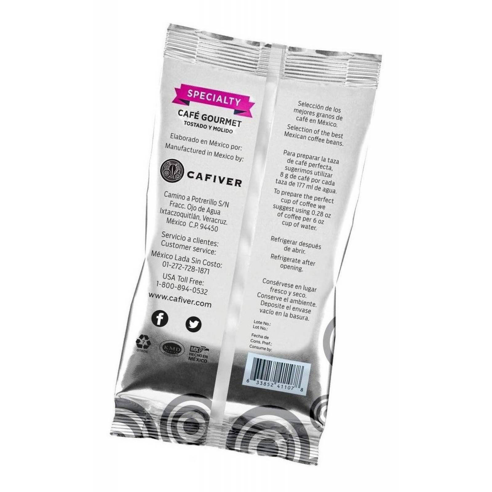 Cafiver Specialty, Café Tostado Molido C/cafeína 500g(paq.2)