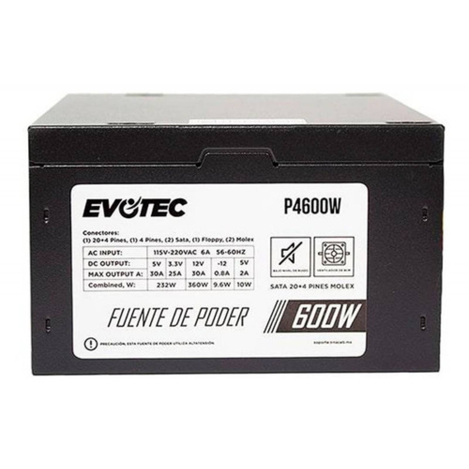 Gabinete Evotec Slim Viena Micro Atx Fuente 600w Ev-1011