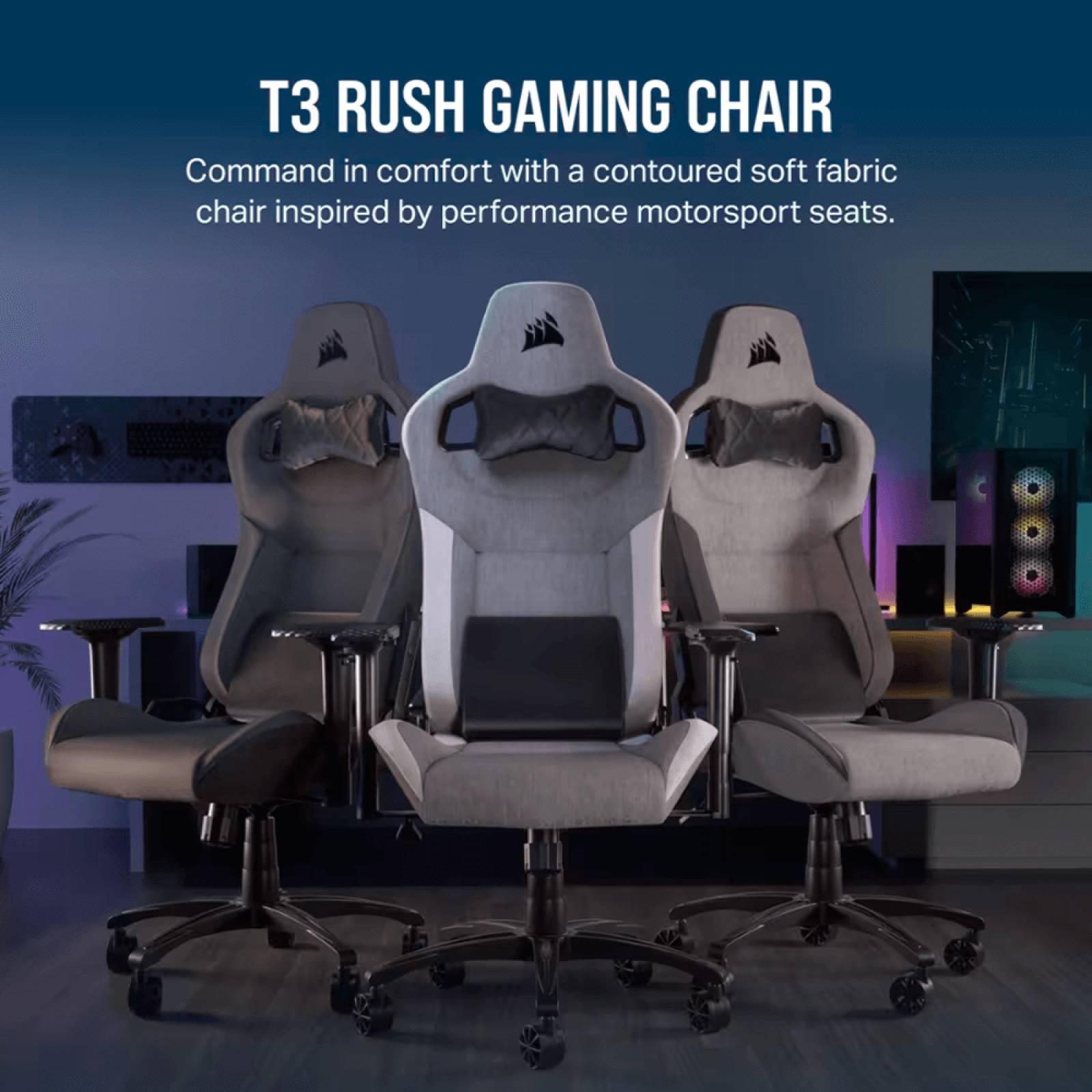 SILLA CORSAIR T3 RUSH GAMING GRAY/CHARCOAL CF-9010056-WW NEW