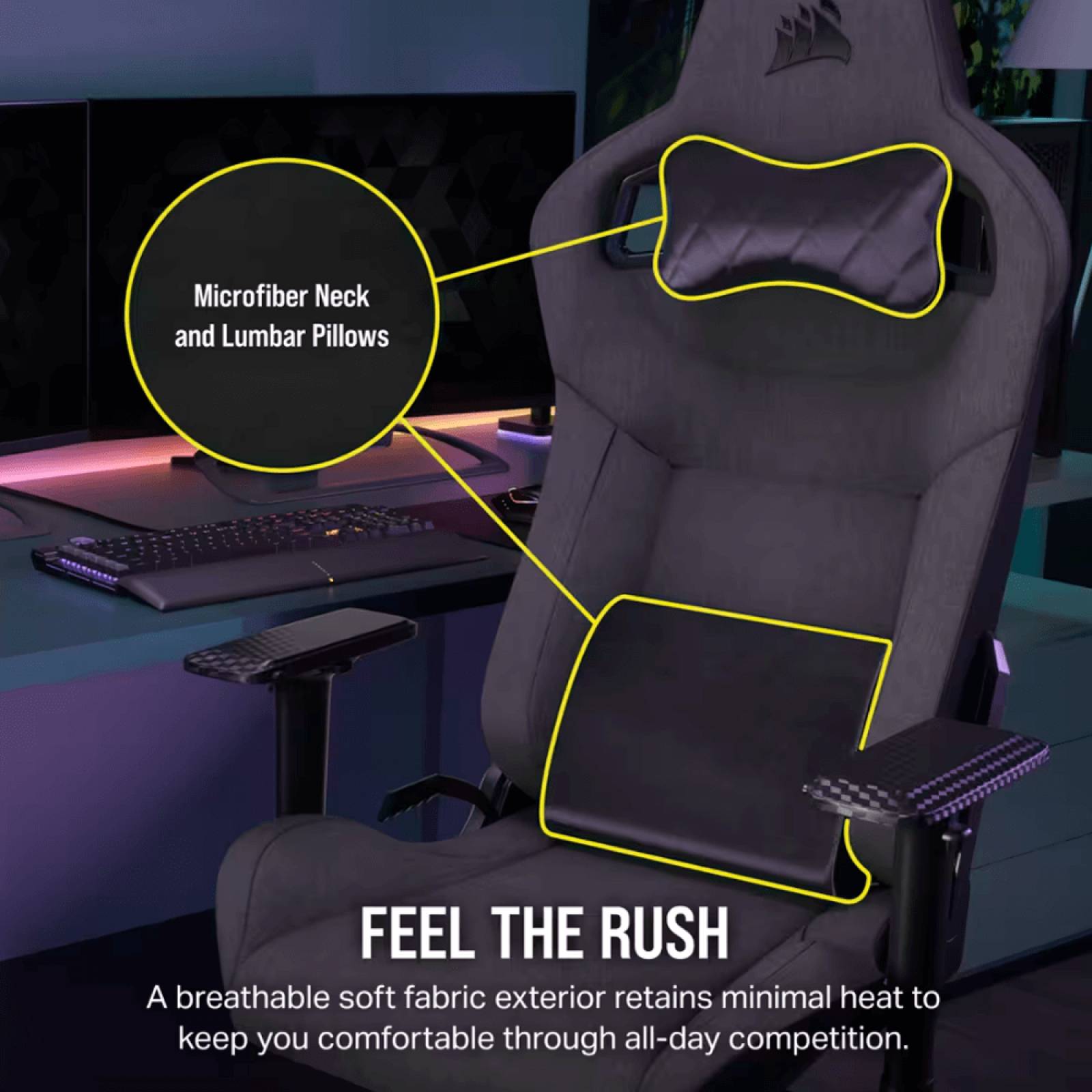 SILLA CORSAIR T3 RUSH GAMING GRAY/CHARCOAL CF-9010056-WW NEW