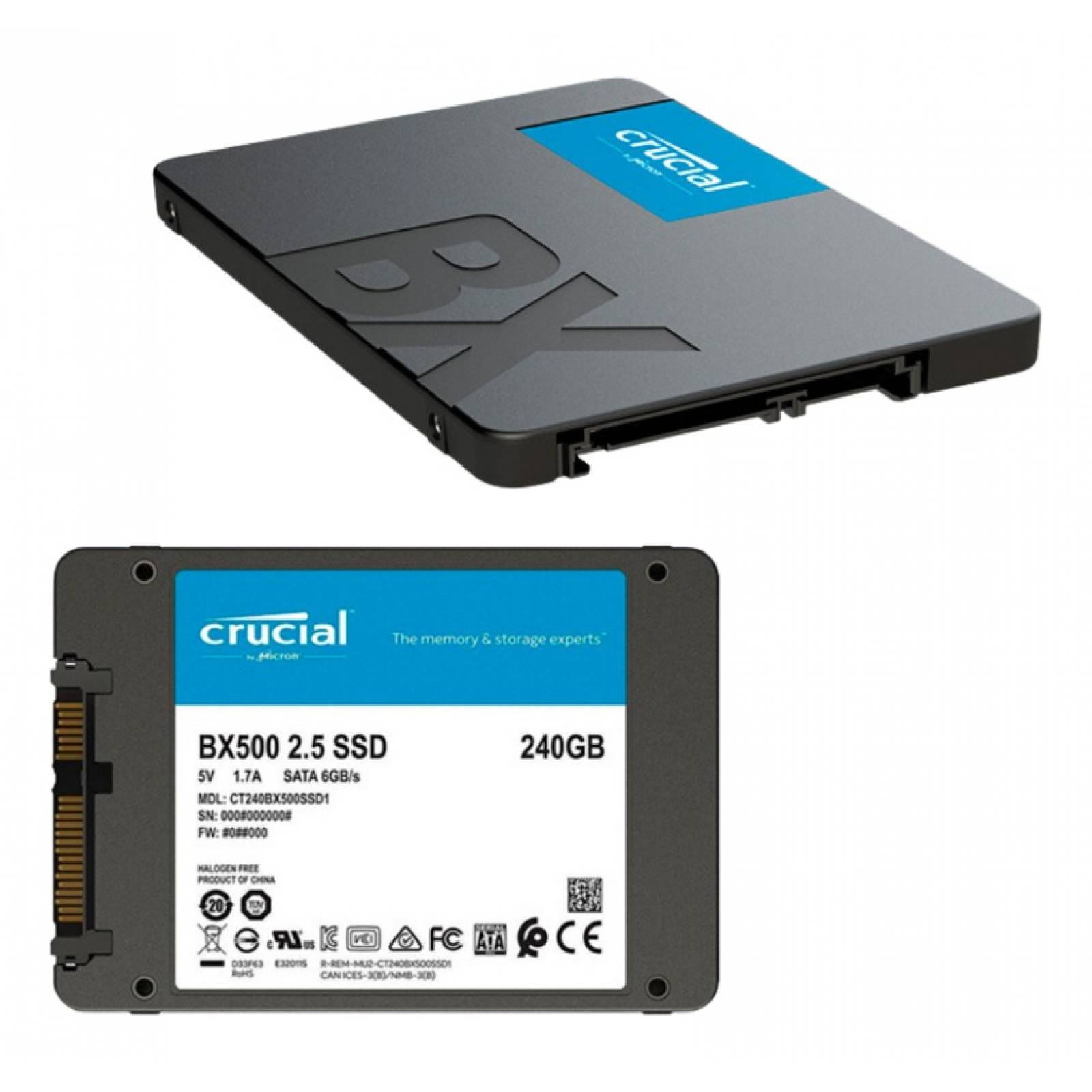 Unidad Ssd 2tb Crucial Bx500 Sata Iii 2.5 Lectura 540 Mb/s