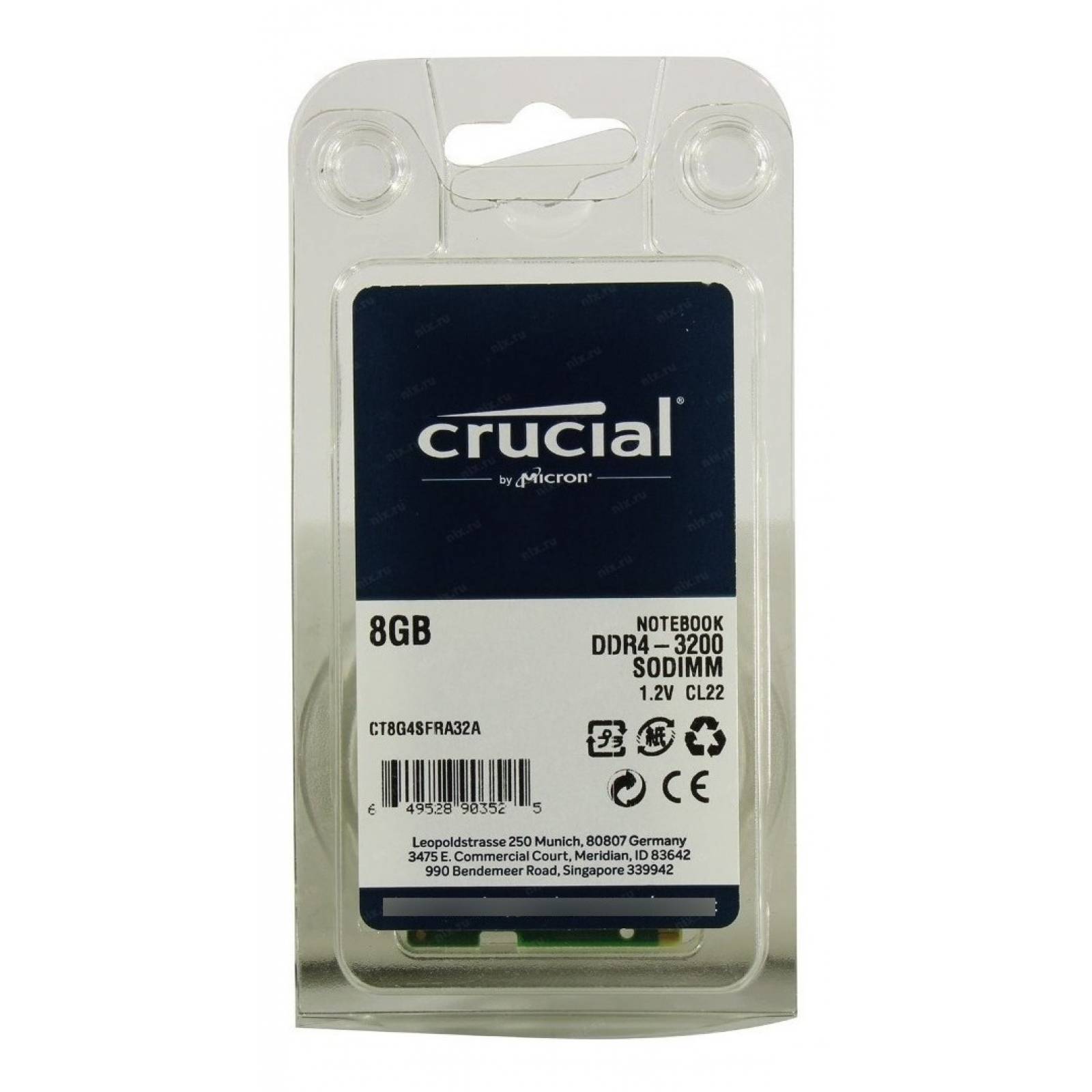 Memoria Ram Crucial Ct8g4sfra32a Ddr4 3200mhz 8gb Non-ecc