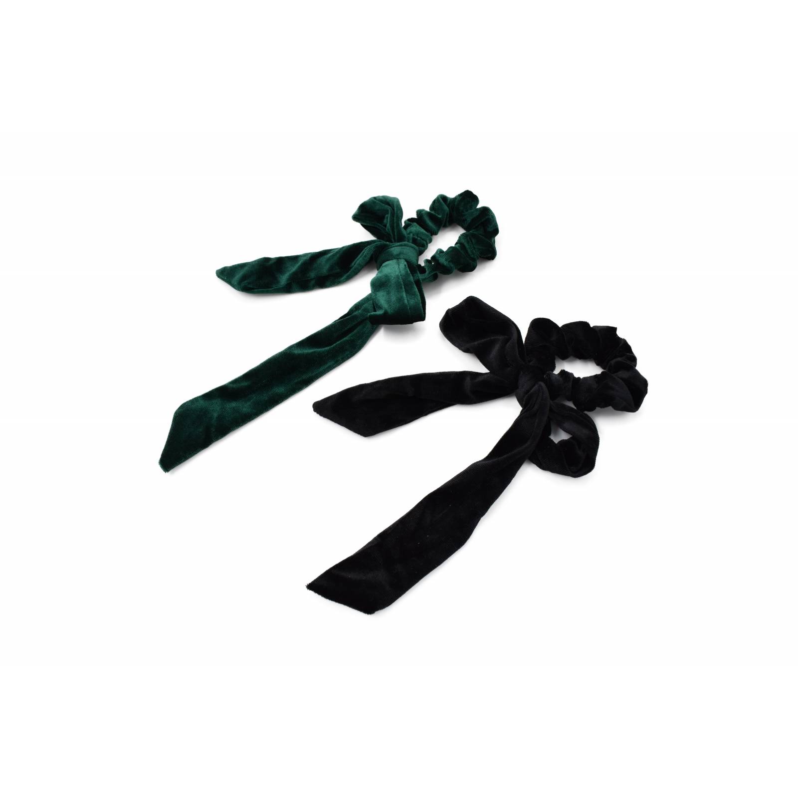 INVIGORATE, Set de dos maxis scrunchies aterciopelada, color jade y negro, mujer.