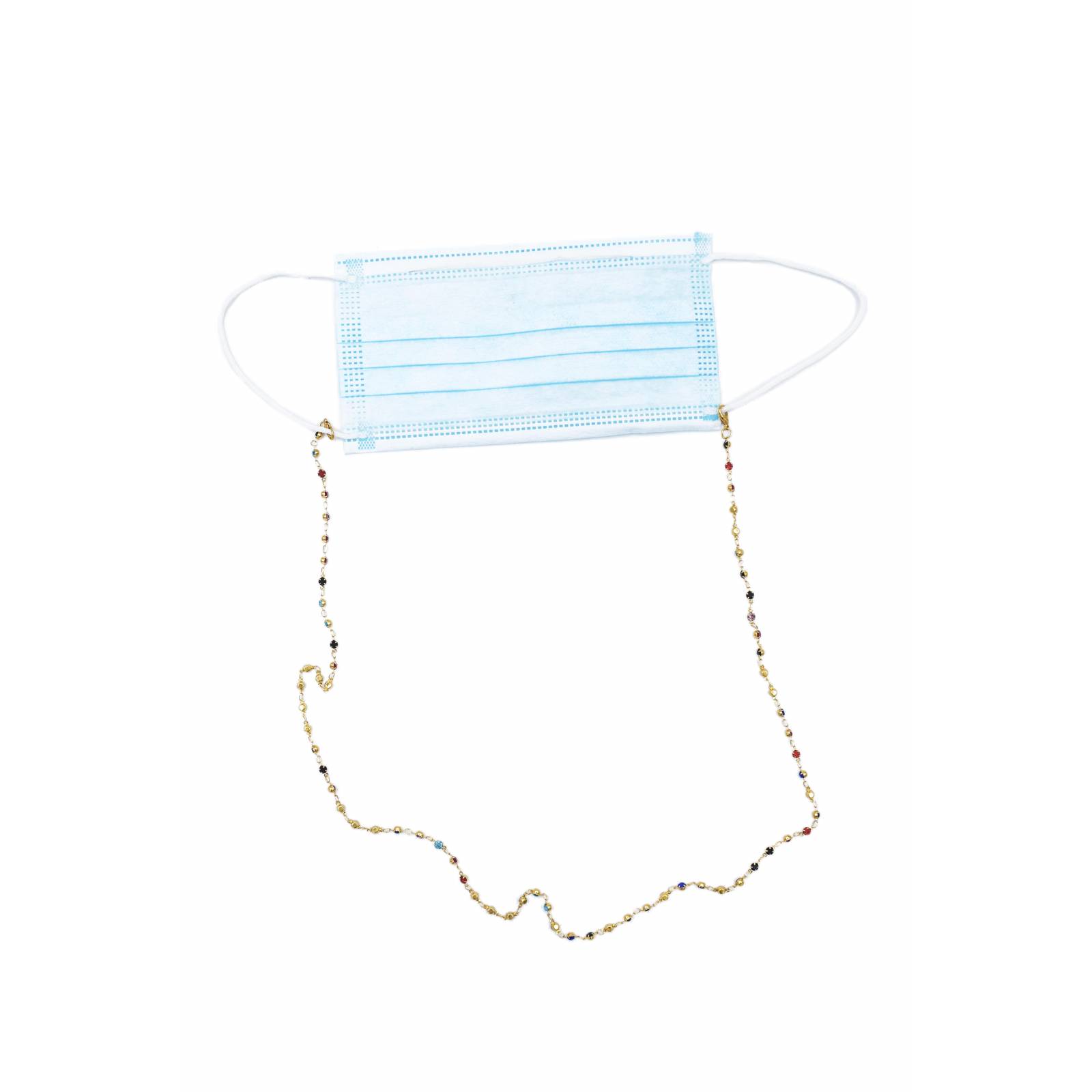 ADORN, Cadena para lentes y cubre bocas, detalle en pedrería multicolor, mujer.