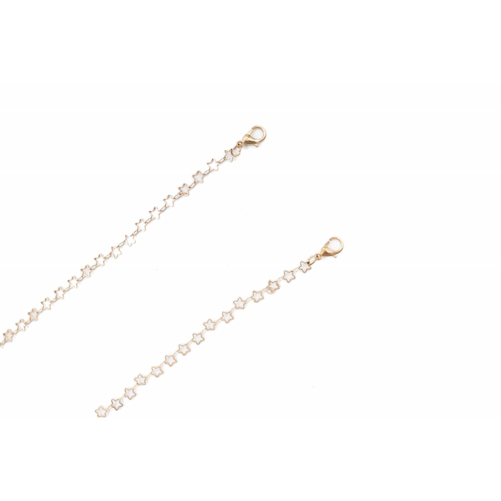 ADORN, Cadena para lentes y cubre bocas, color dorado diseño en estrellas a tono, mujer.