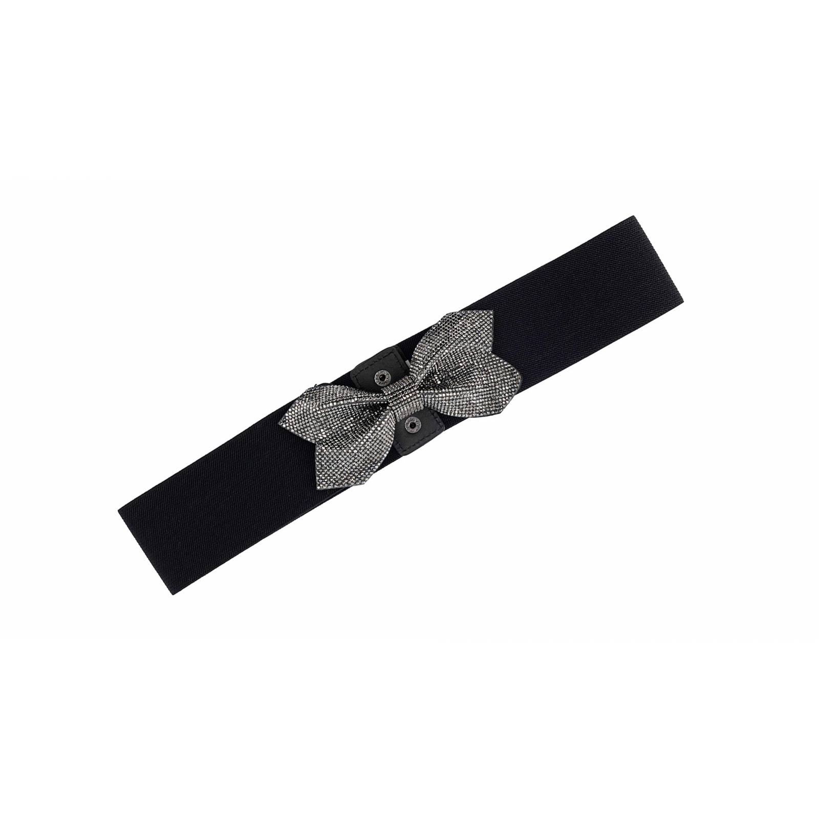 ADORN, Cinturón elástico para mujer, diseño en moño con pedrería, color negro.