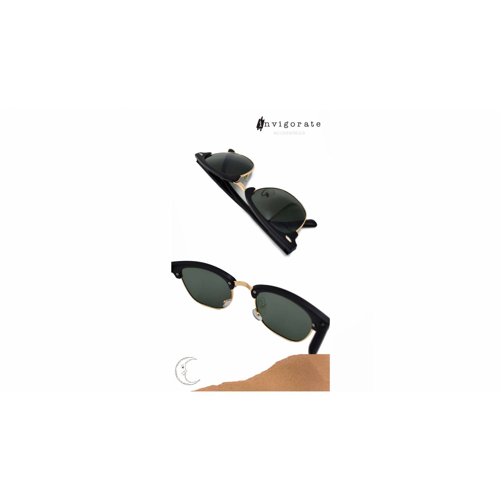 INVIGORATE, Lentes de sol para mujer color negro, diseño en forma cuadrada.