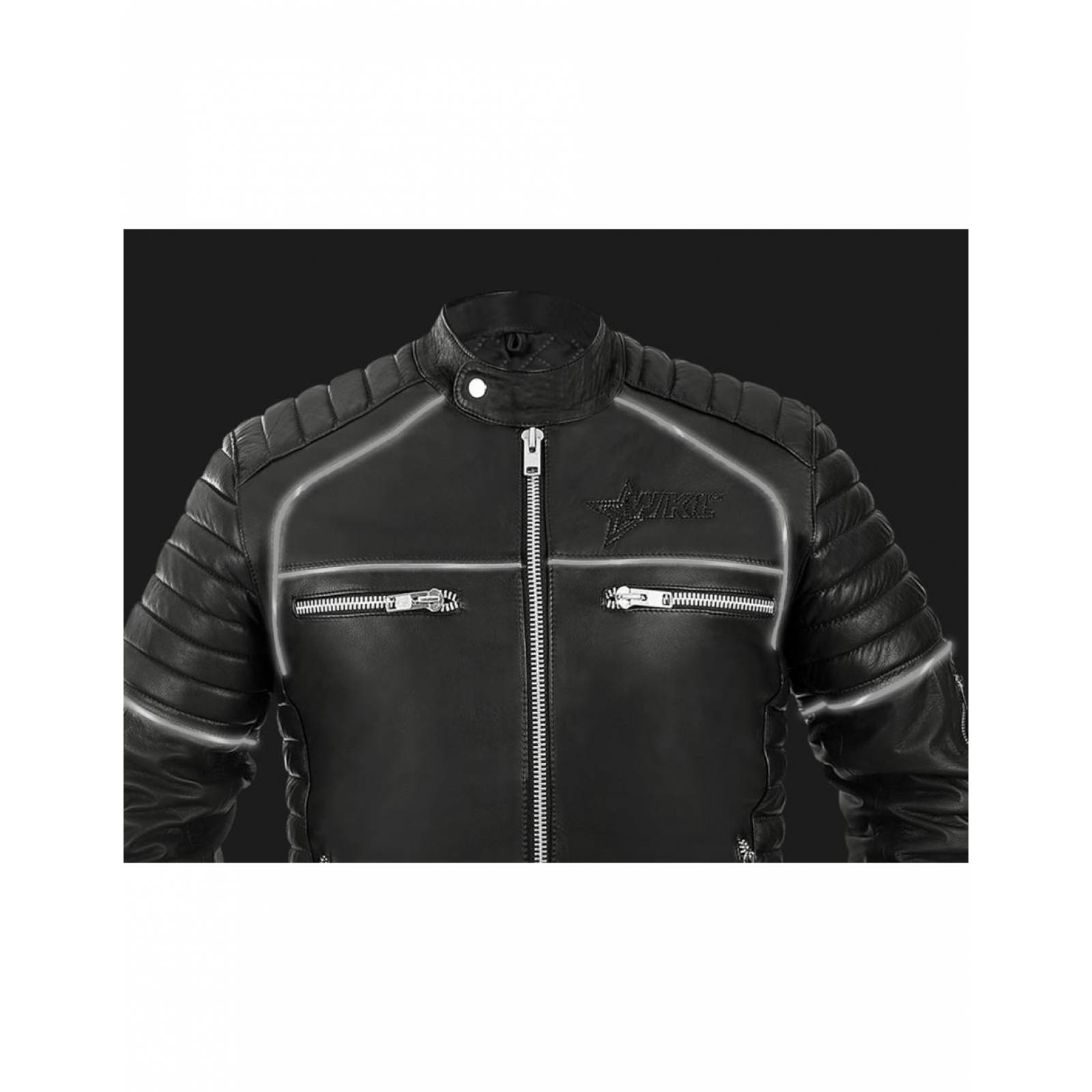 Chamarra Motociclista piel Biker Workland 1978 Negro 