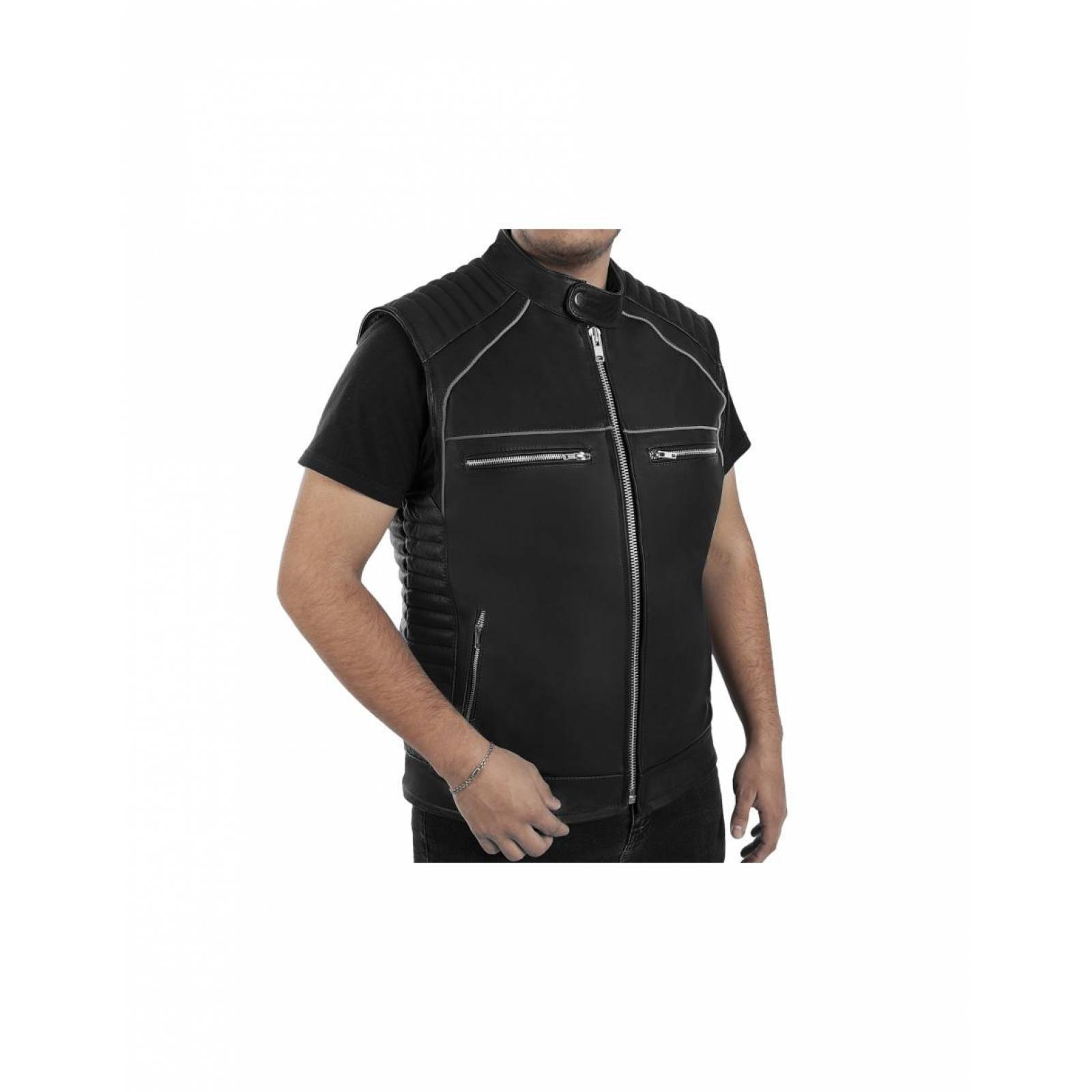 Chamarra Motociclista piel Biker Workland 1978 Negro 