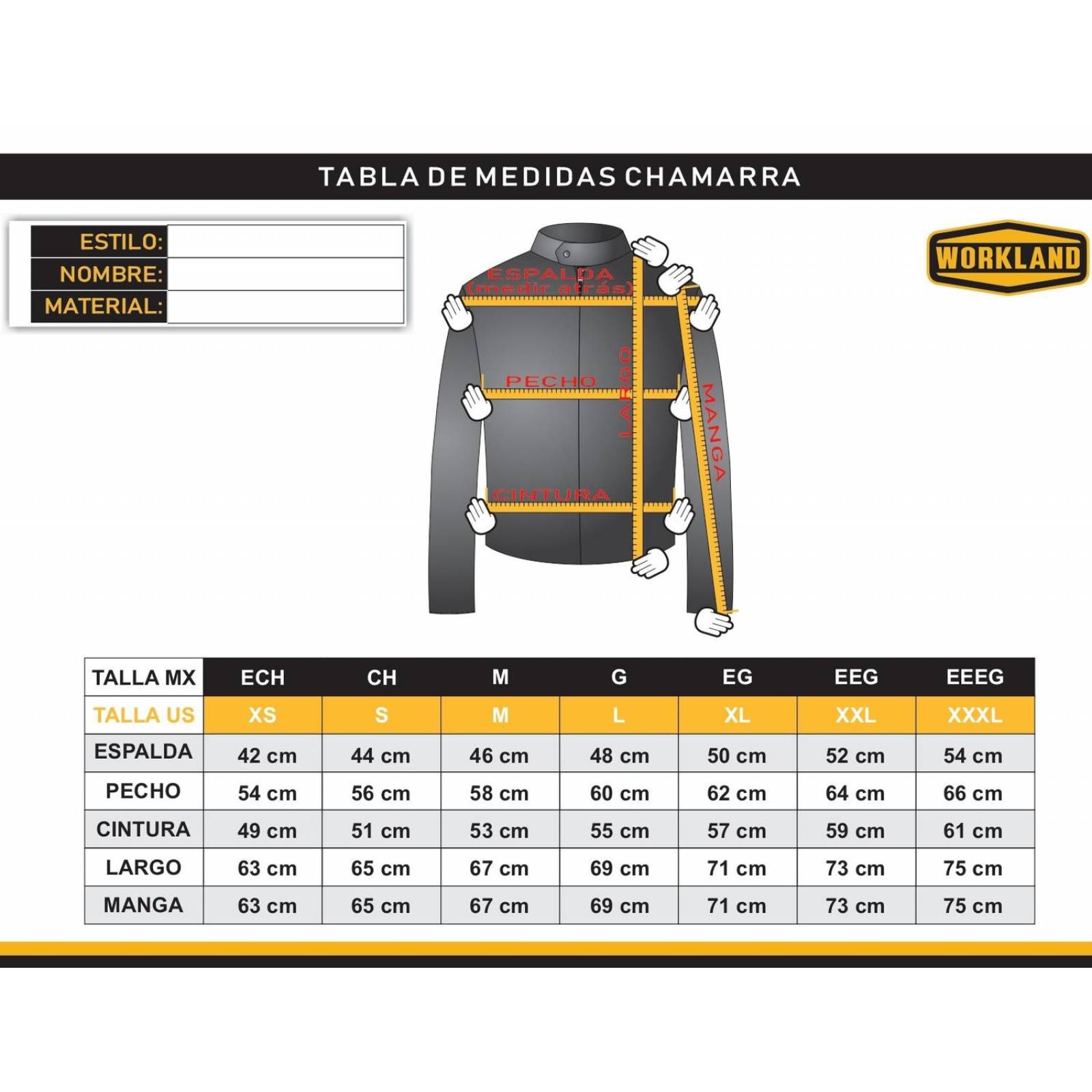 Chamarra motociclista WORKLAND hombre protectores reflejante 