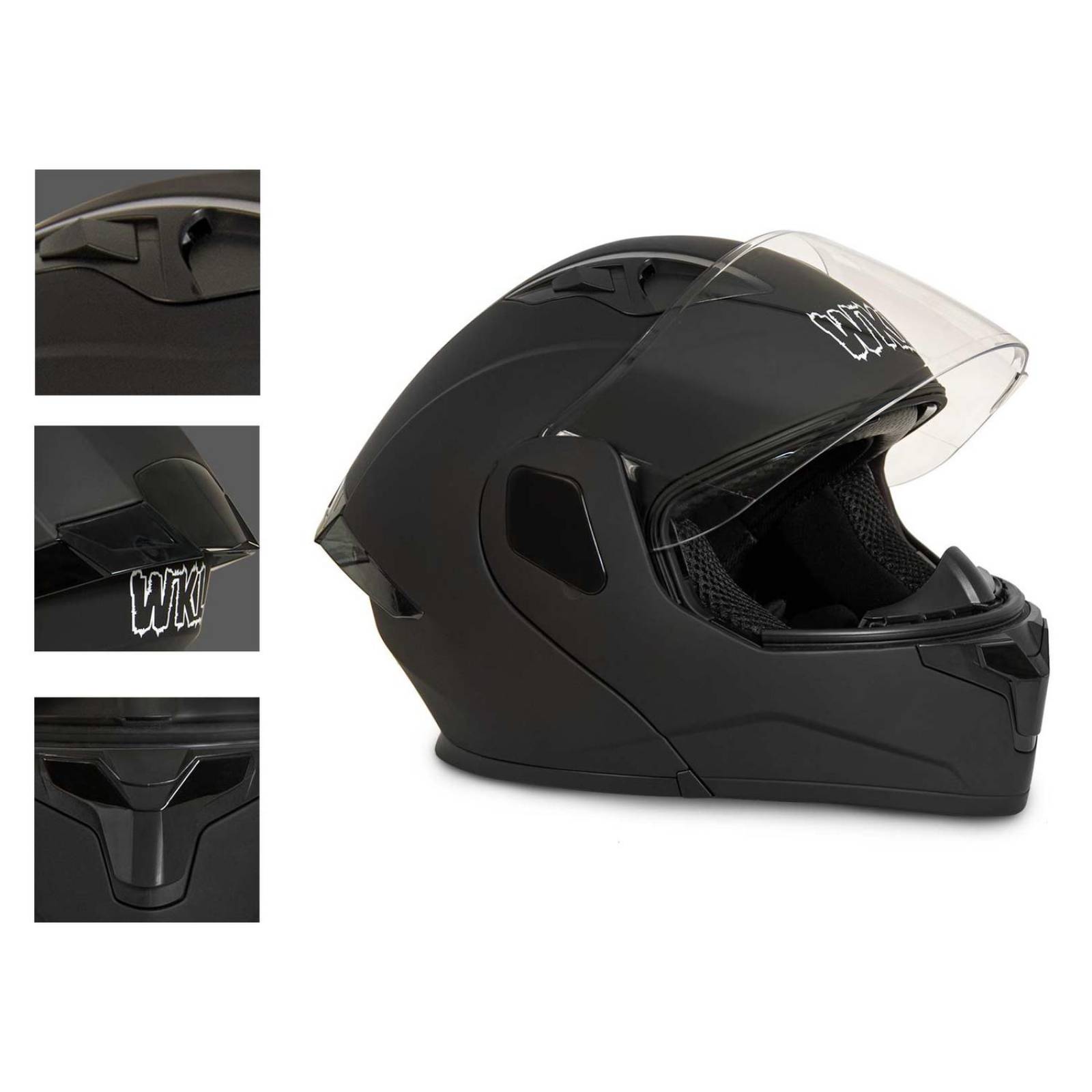 Casco motocicleta certificado DOT abatible moto WKL CH-103 Negro Mate