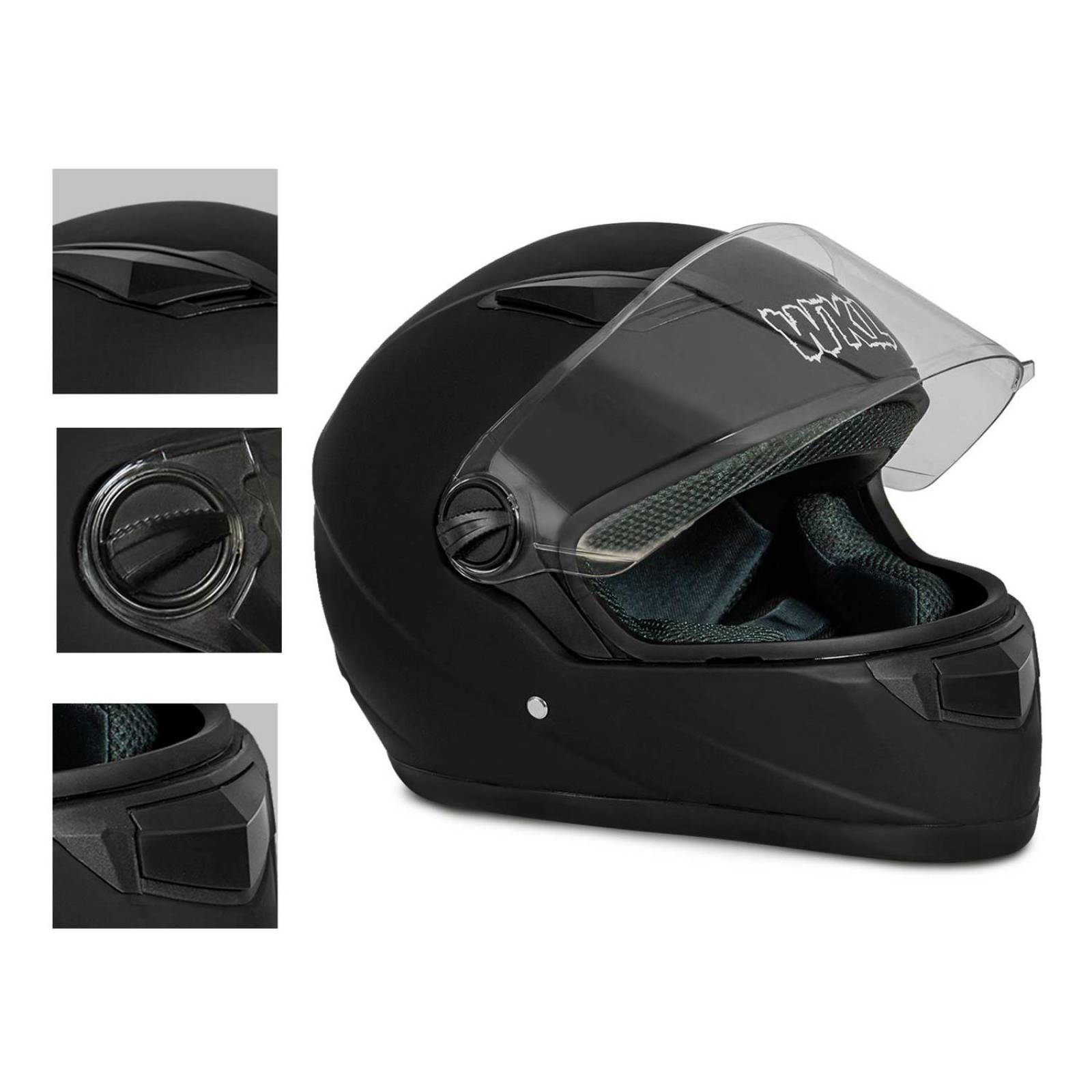 Casco motocicleta certificado DOT moto WKL CH-806 Negro XXL